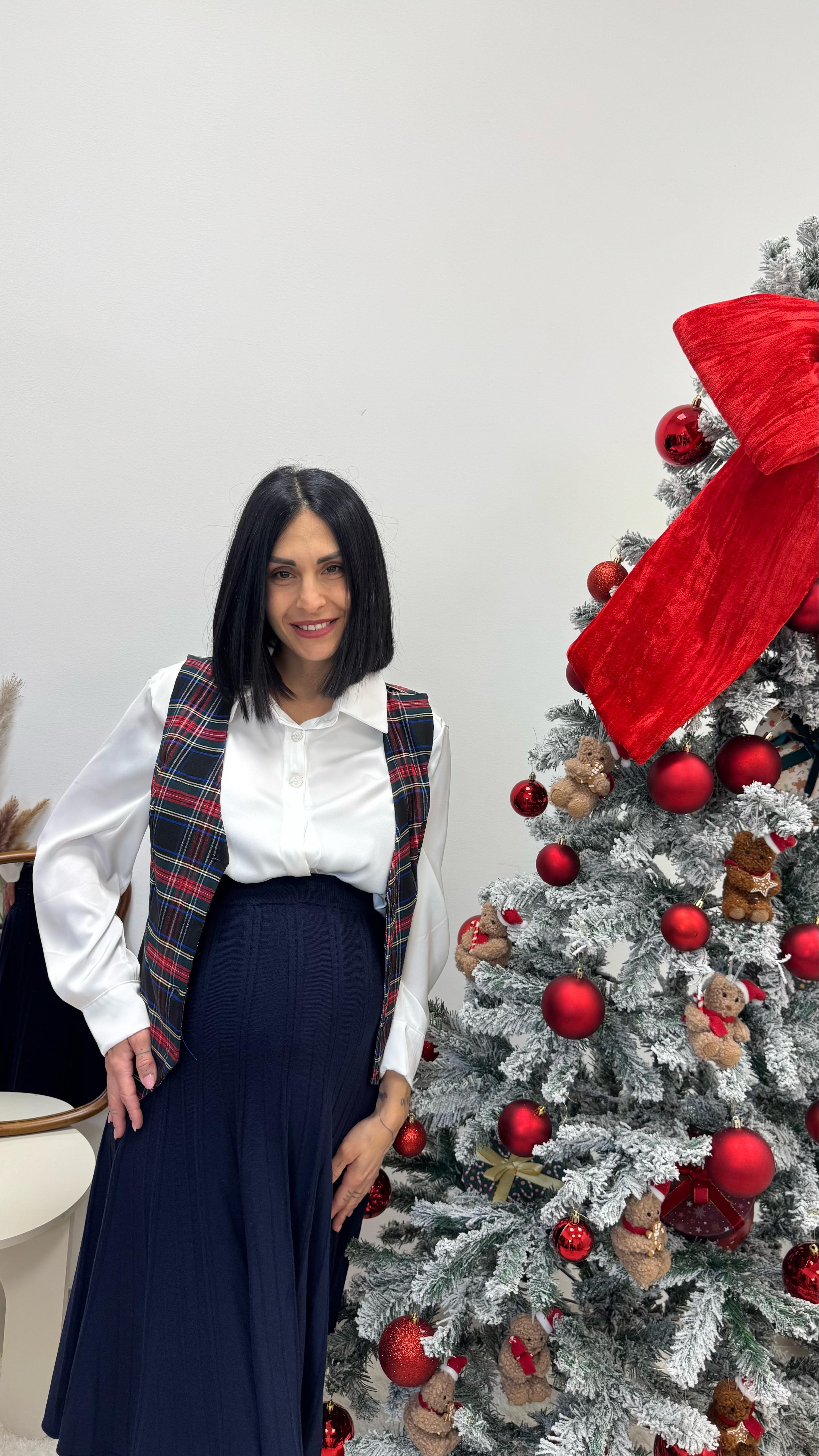 🎄Gilet Tartan Blu