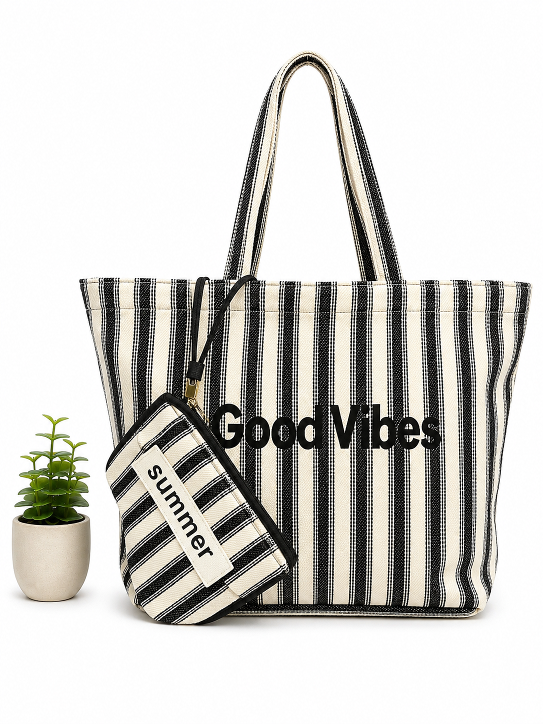 Shopping Bag Good Vibes Nera