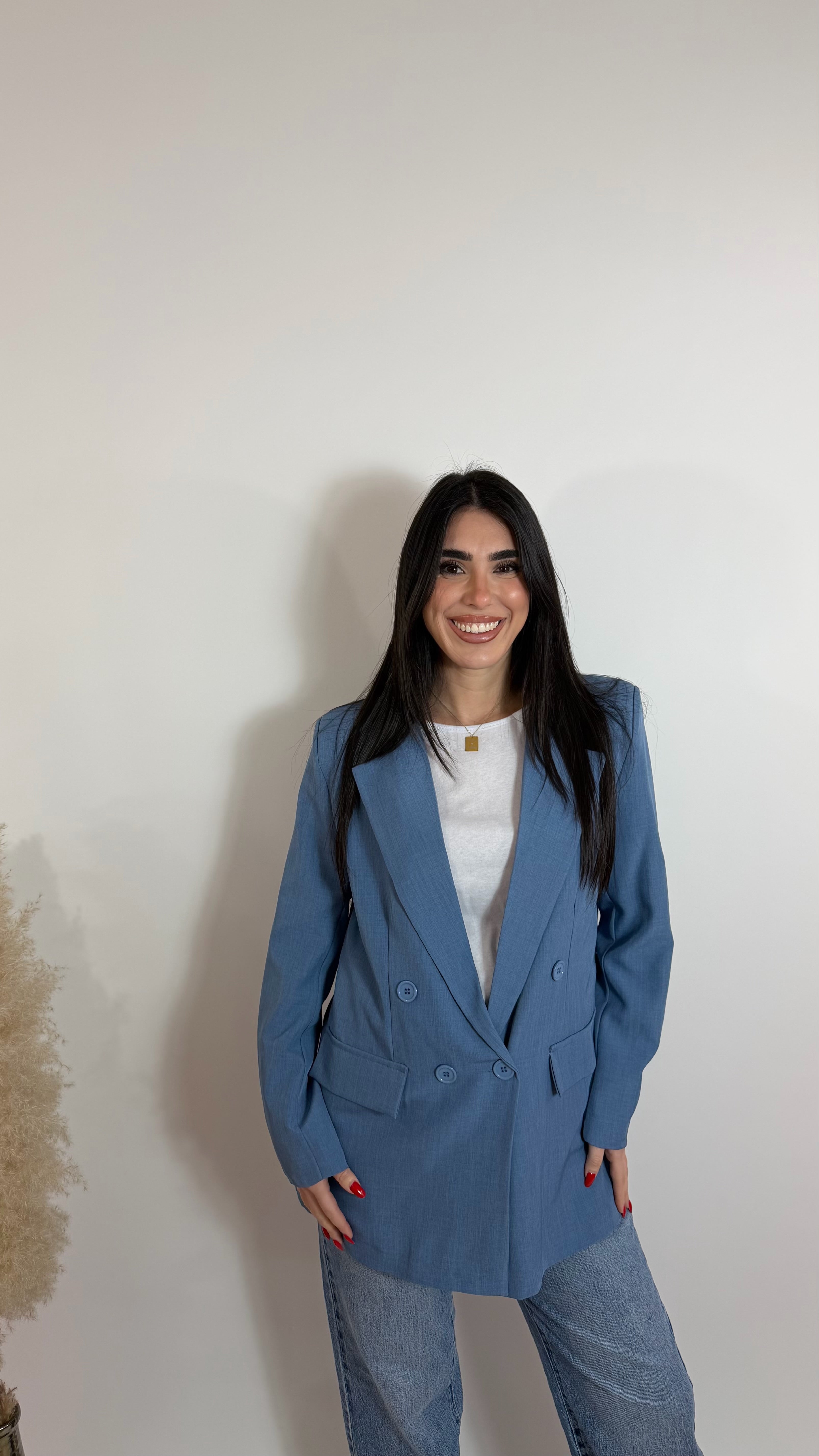 Giacca Doppiopetto Azzurro Denim