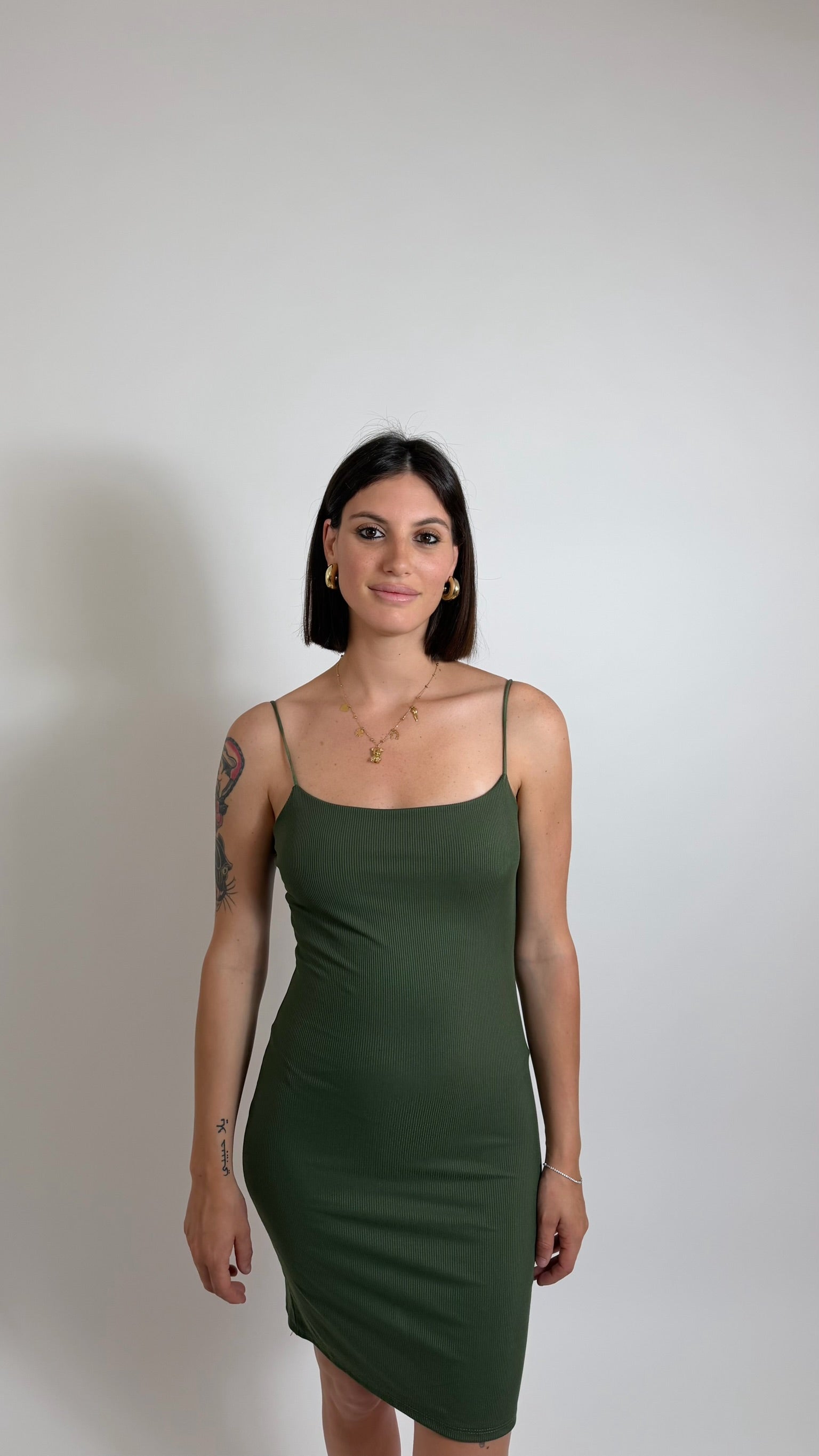 Mini Abito Basic Verde Utility
