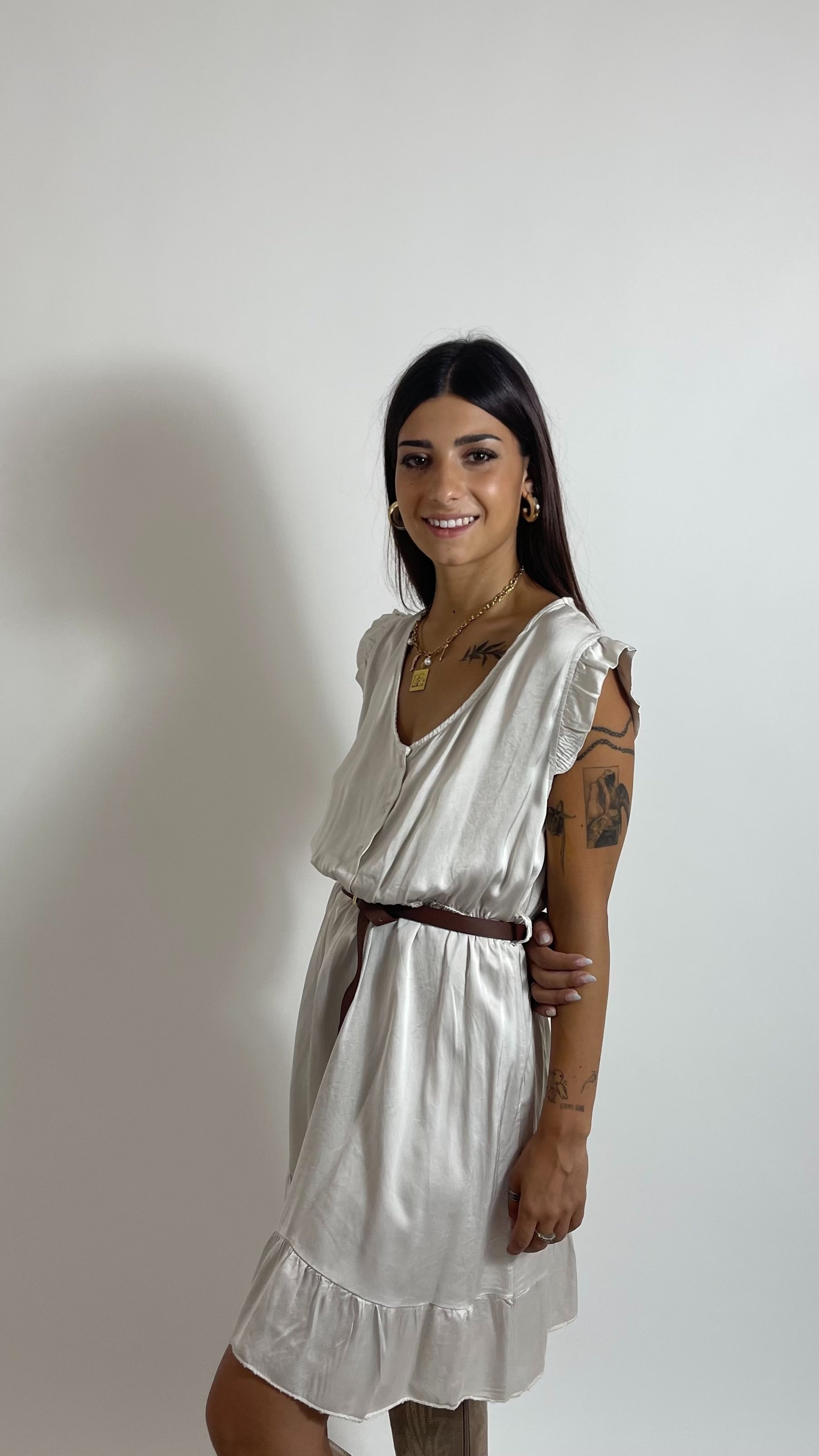 Mini Dress Soft Volant Burro