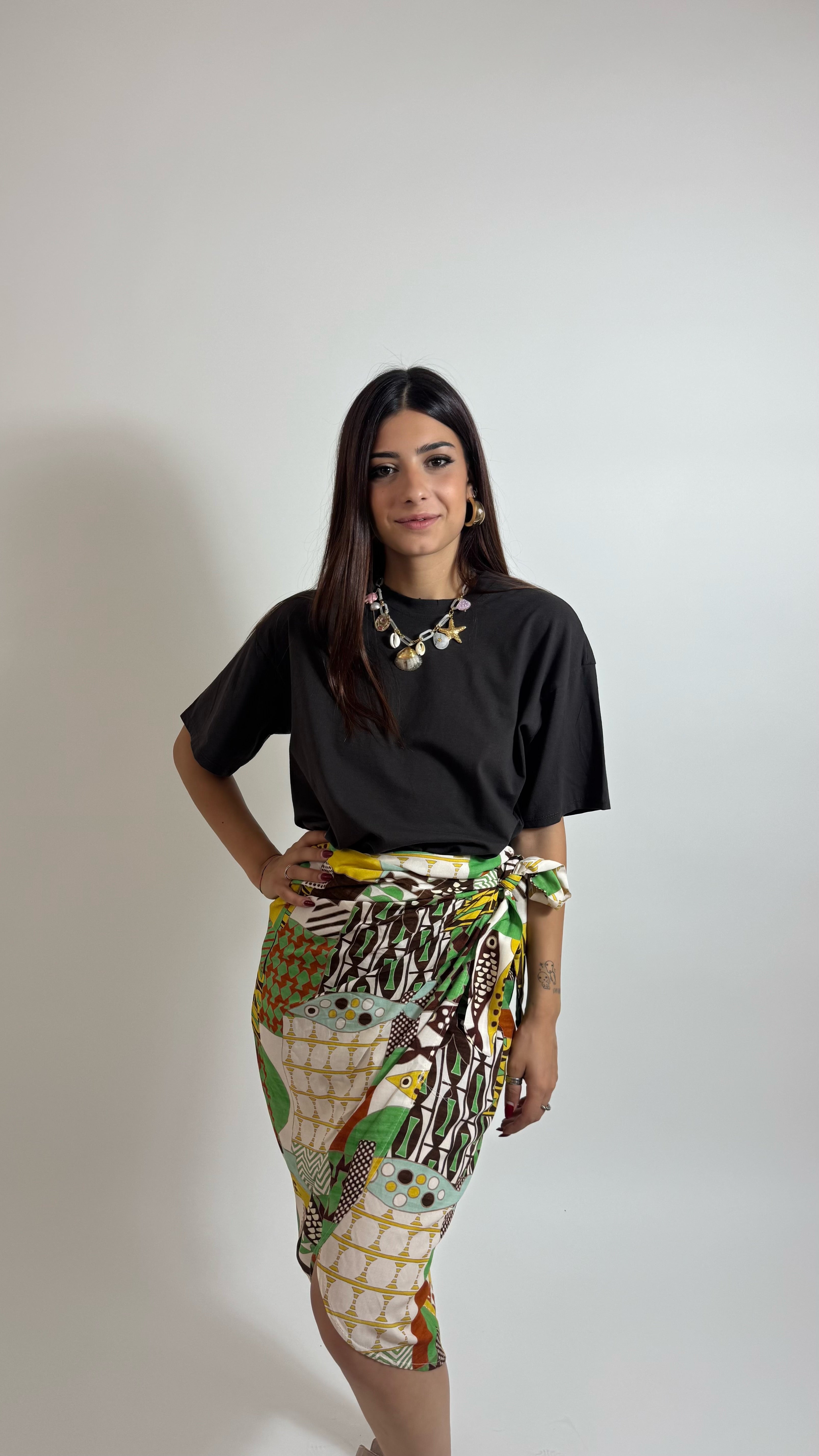 Gonna Pareo Midi Africa White