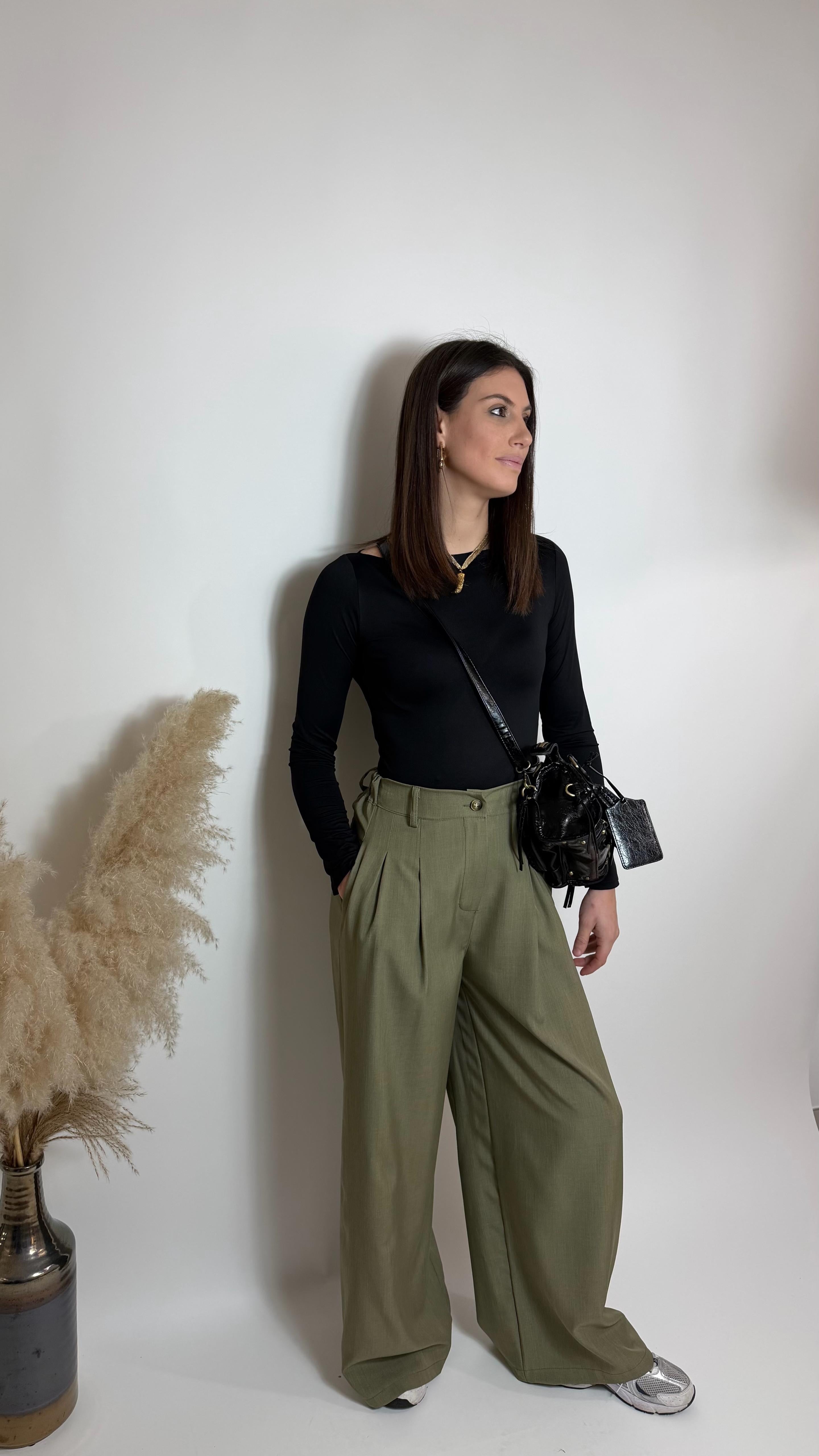 Pantalone Relax Gamba Ampia - Verde