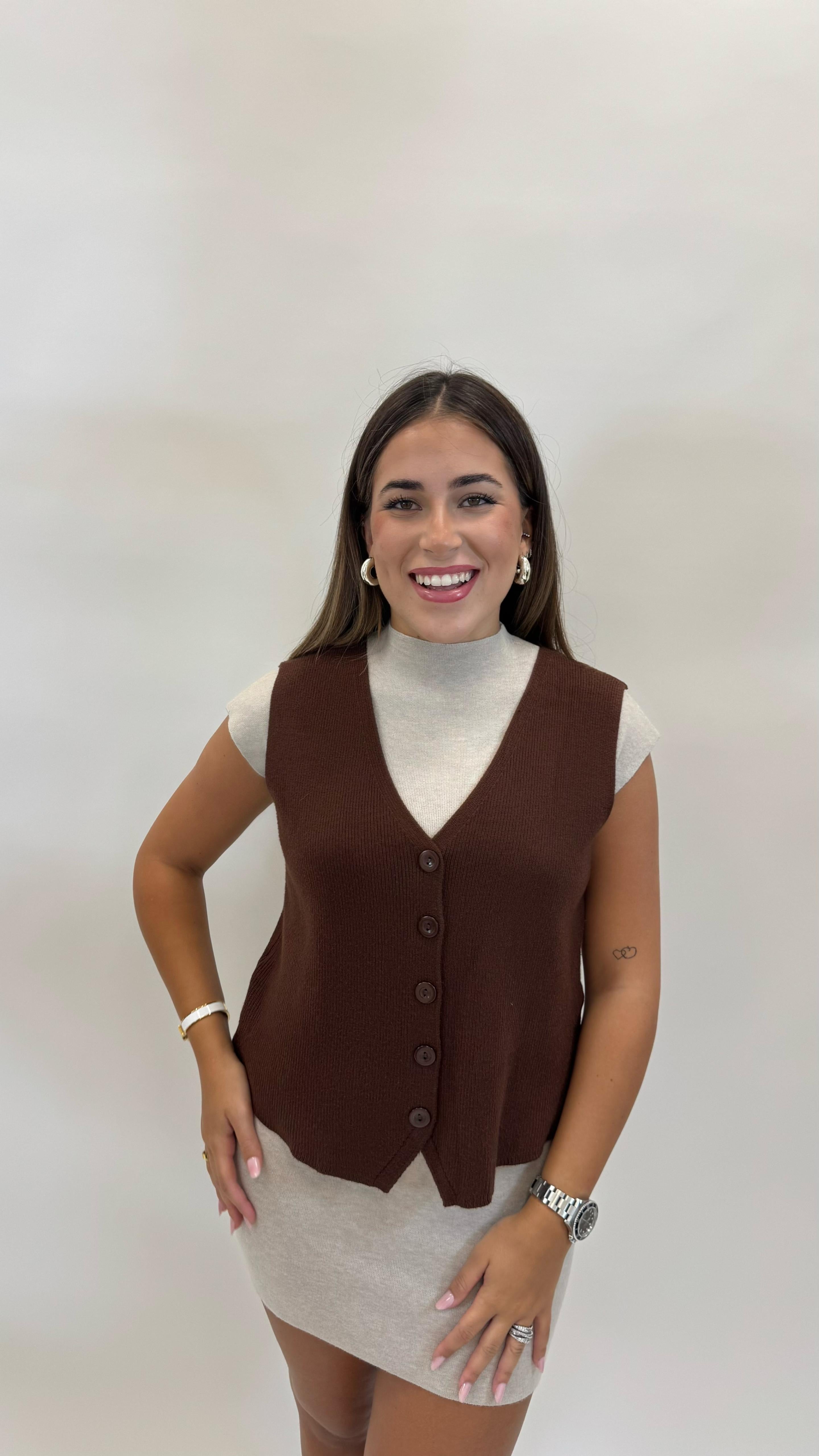 Gilet In Maglina Morbida Choco