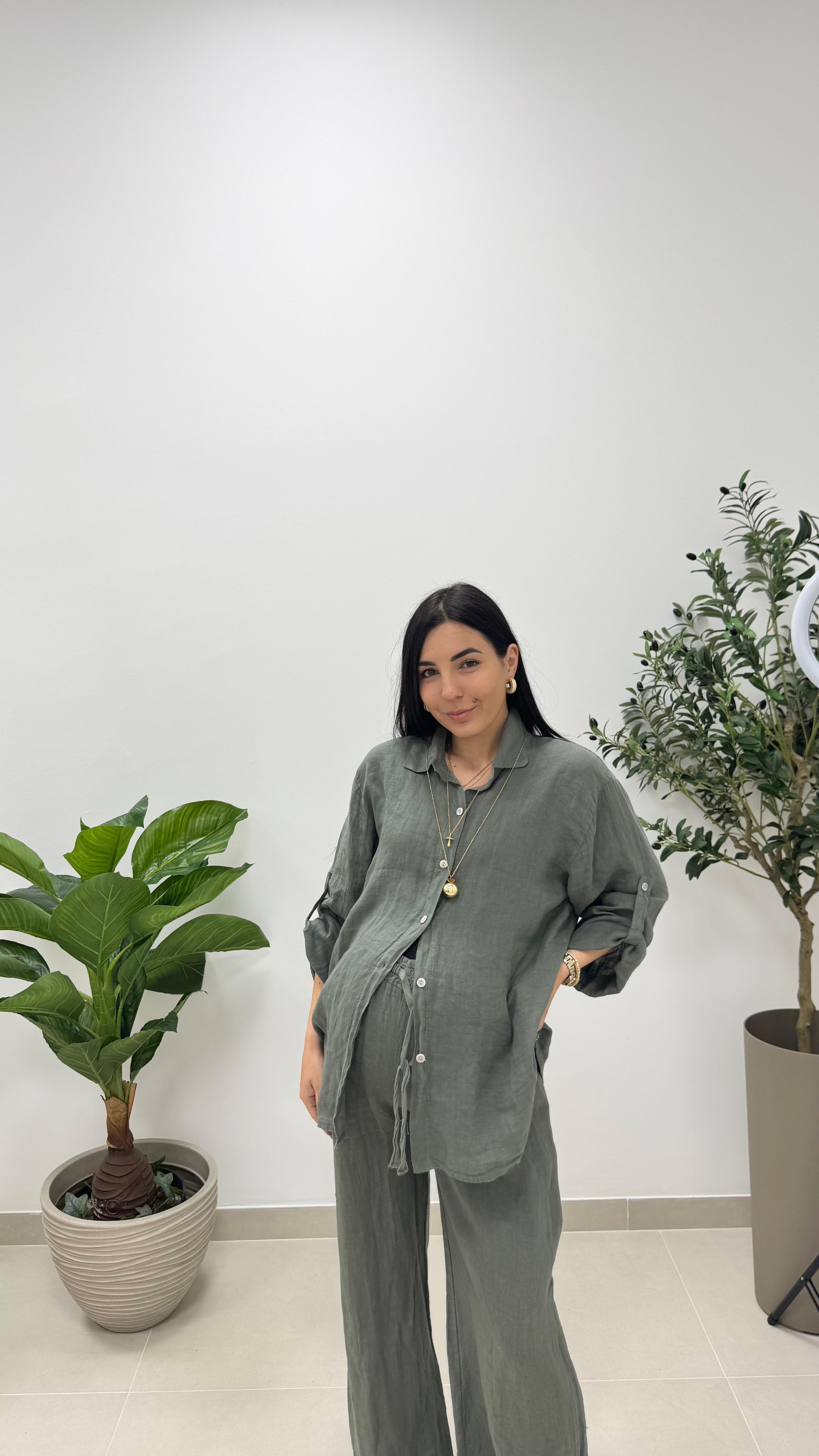 Camicia Lino Olive