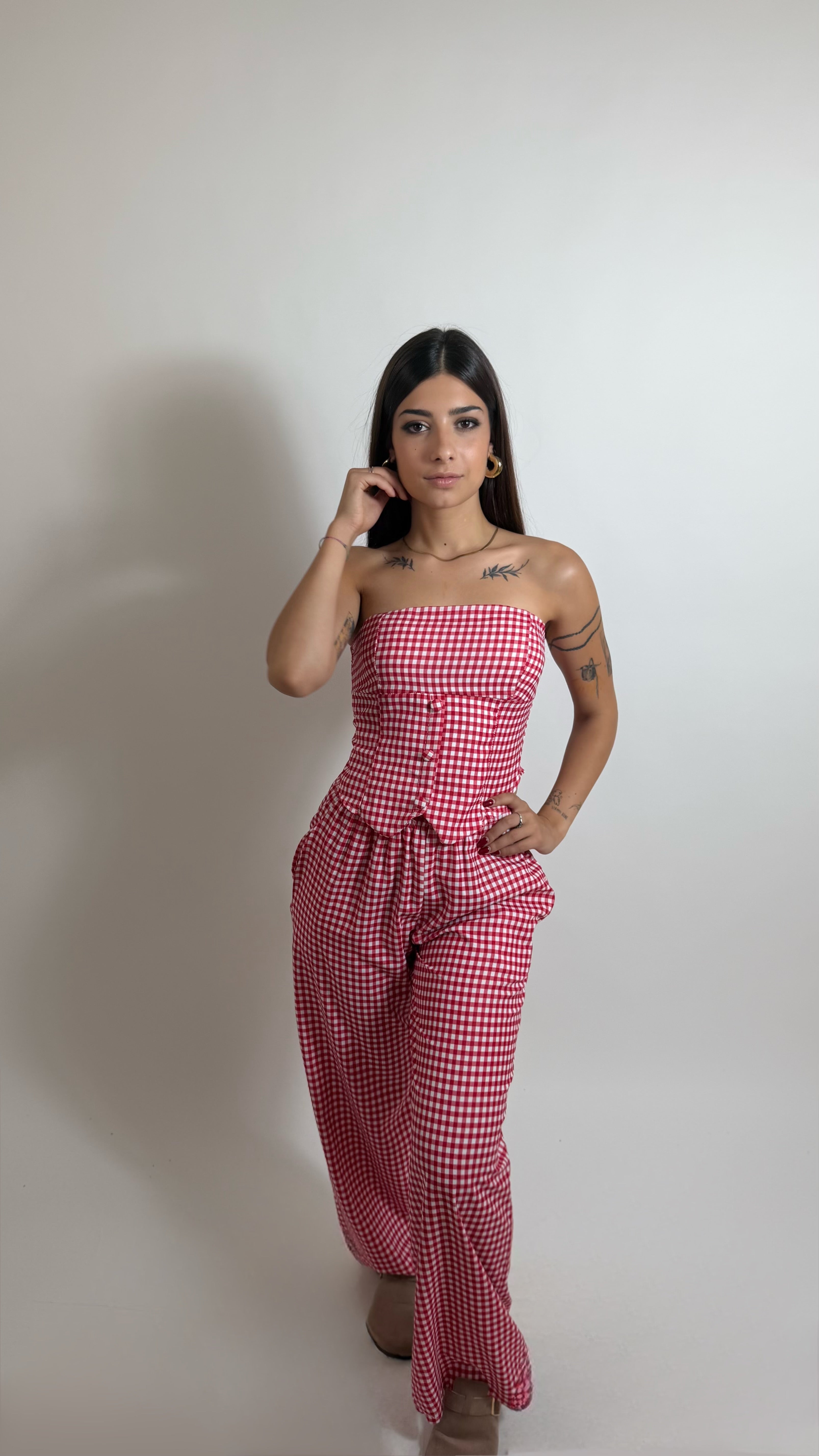 Set Corset Vichy Rosso
