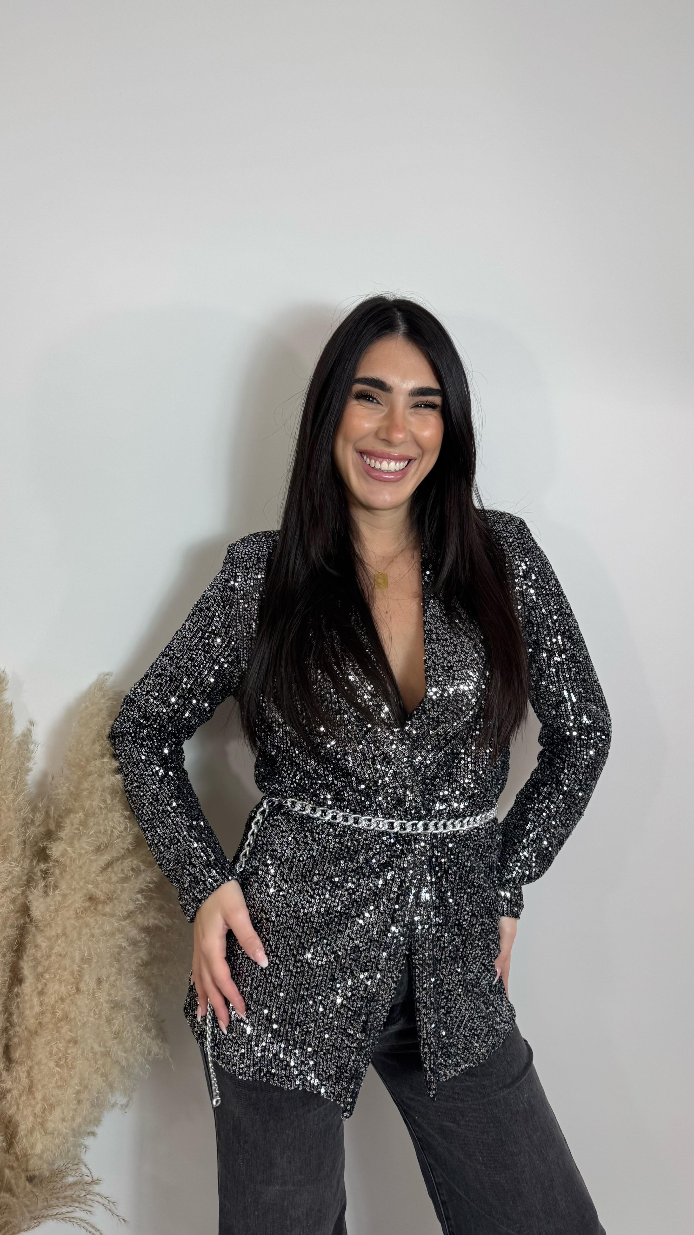 ✨Blazer Sparkling Black Silver