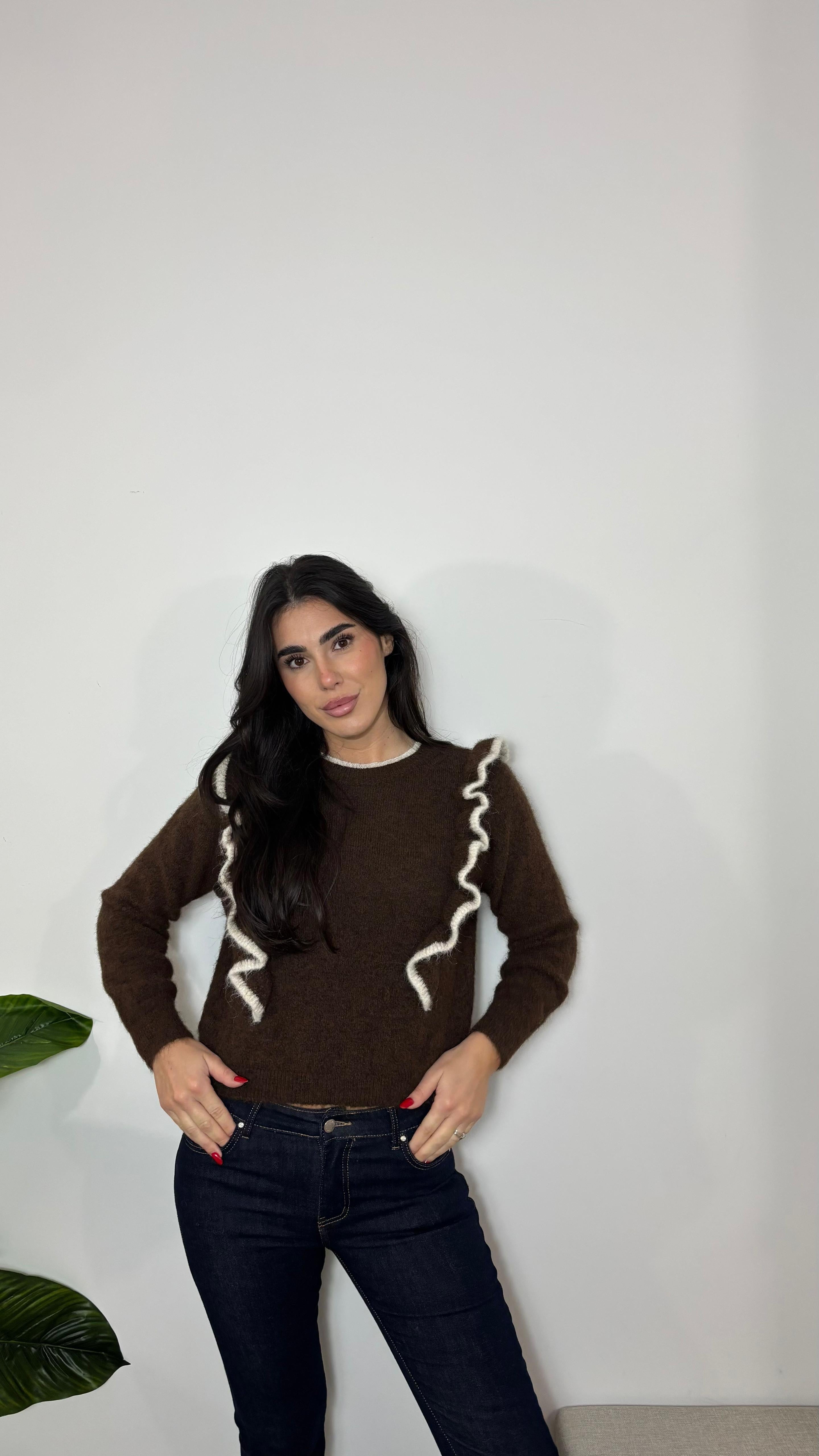 Pull Cozy Ruffles Choco