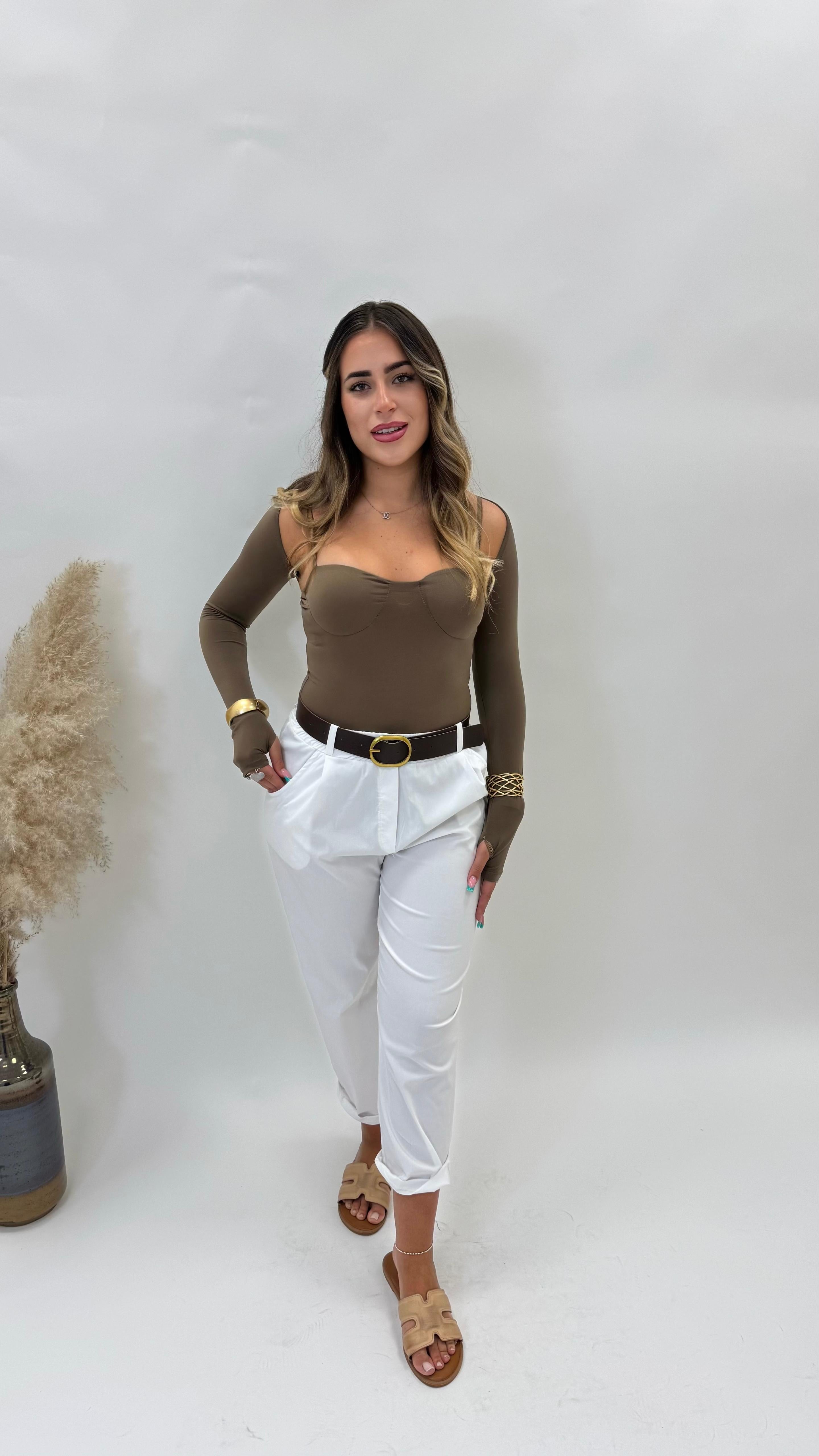 Pantalone con Cinta Bianco