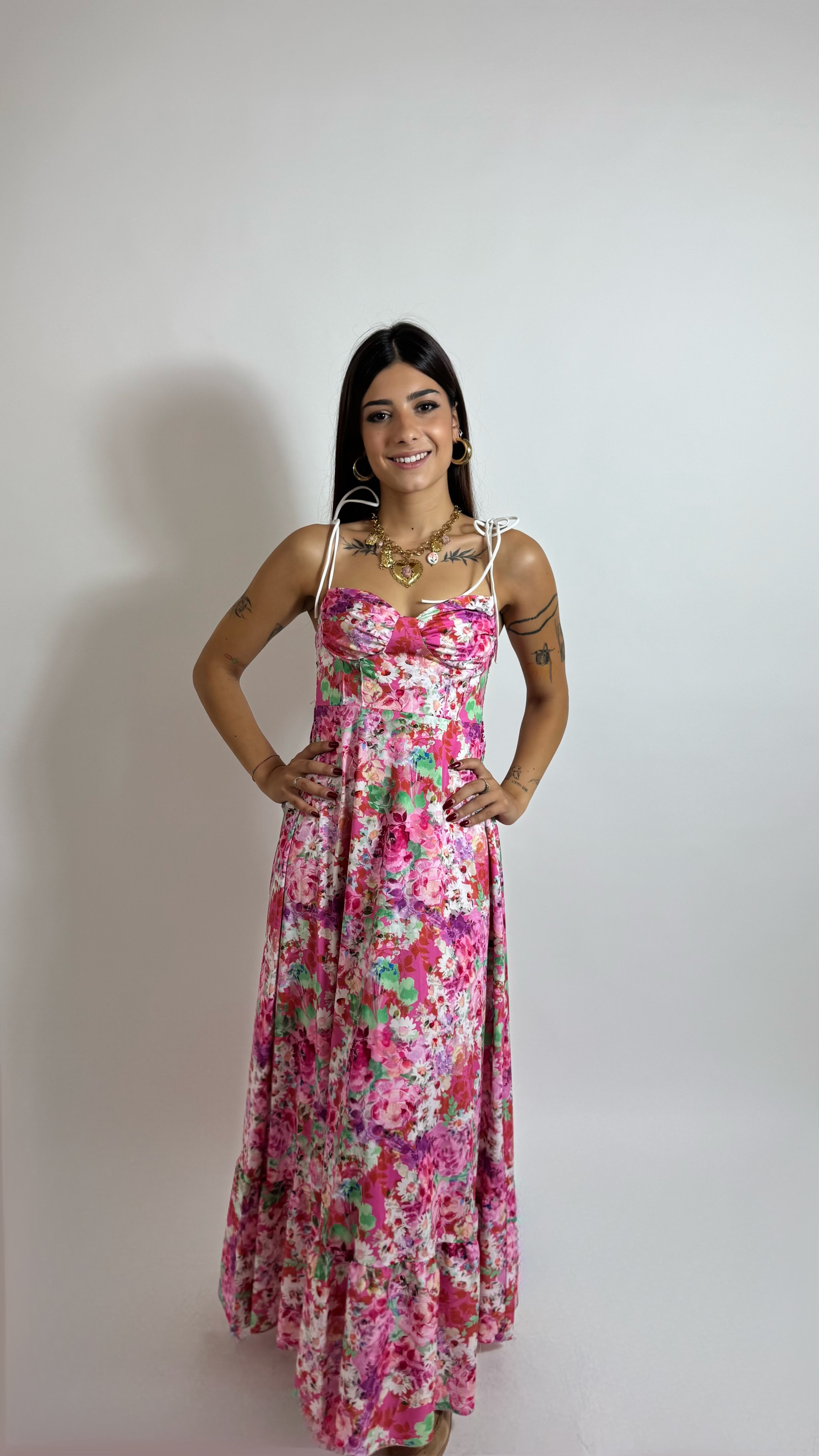 Abito Alice Flowers Pink/White