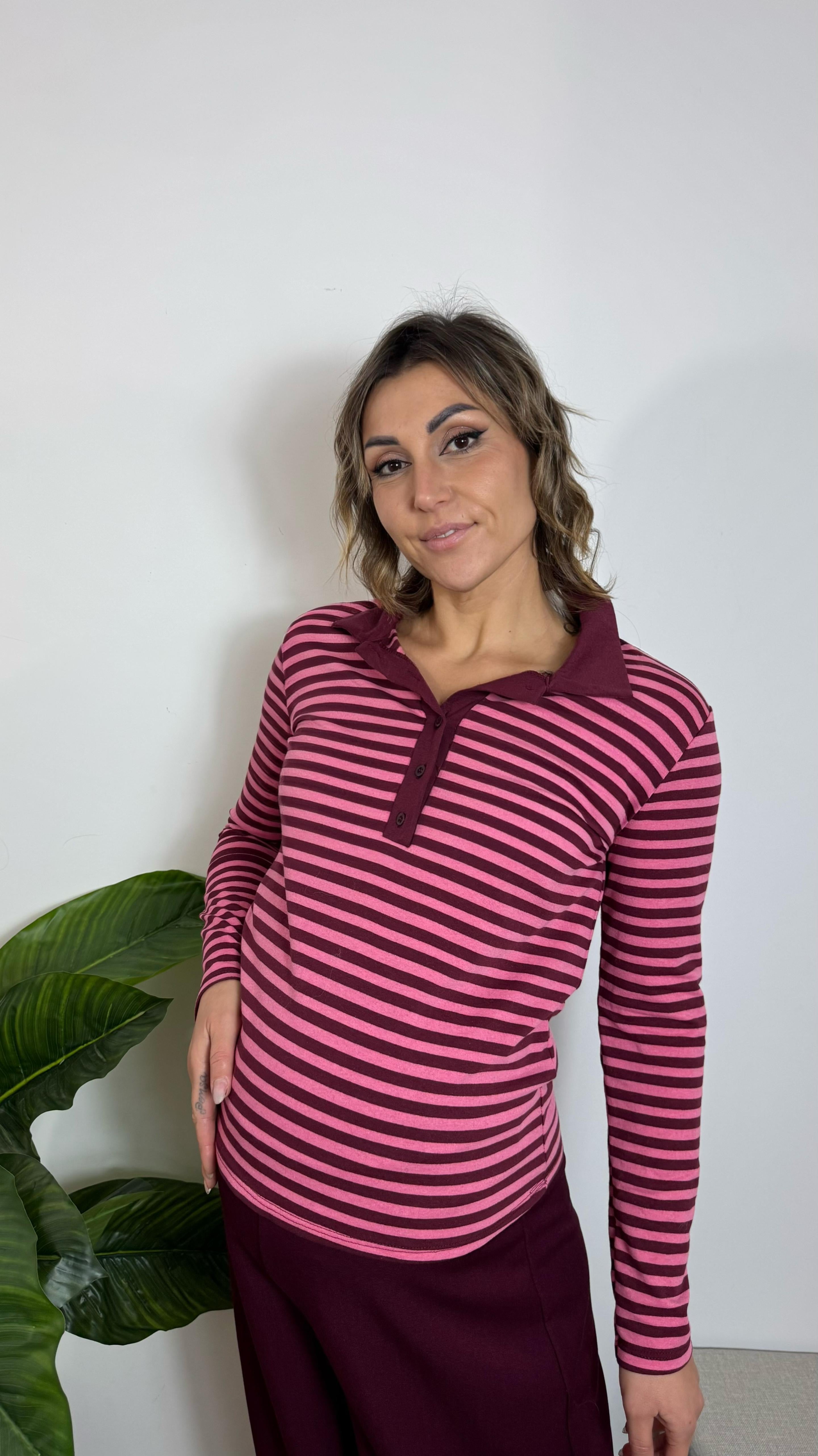 Maglia Polo Stripes Burgundy
