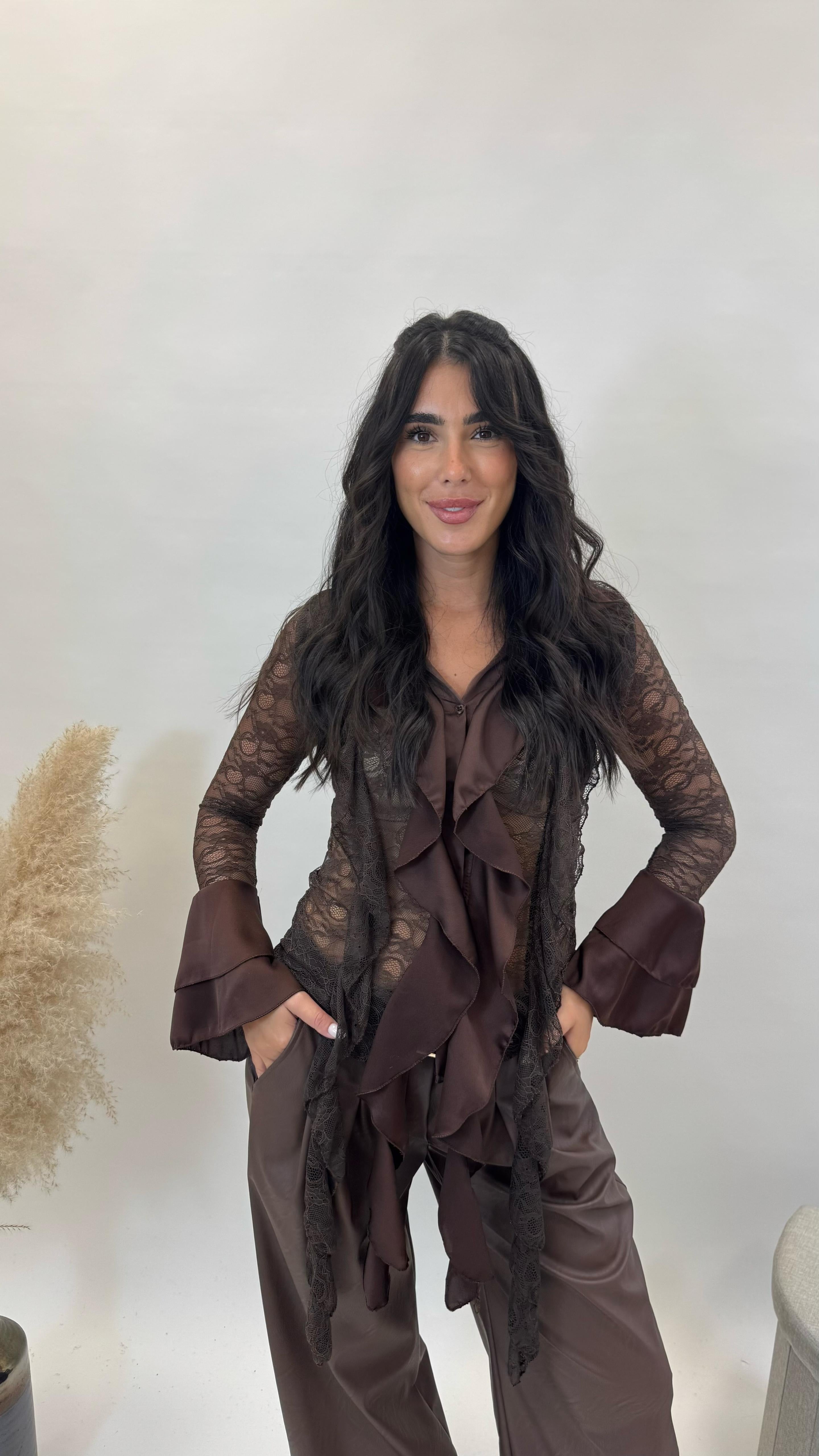 Panta Palazzo Ecopelle Choco