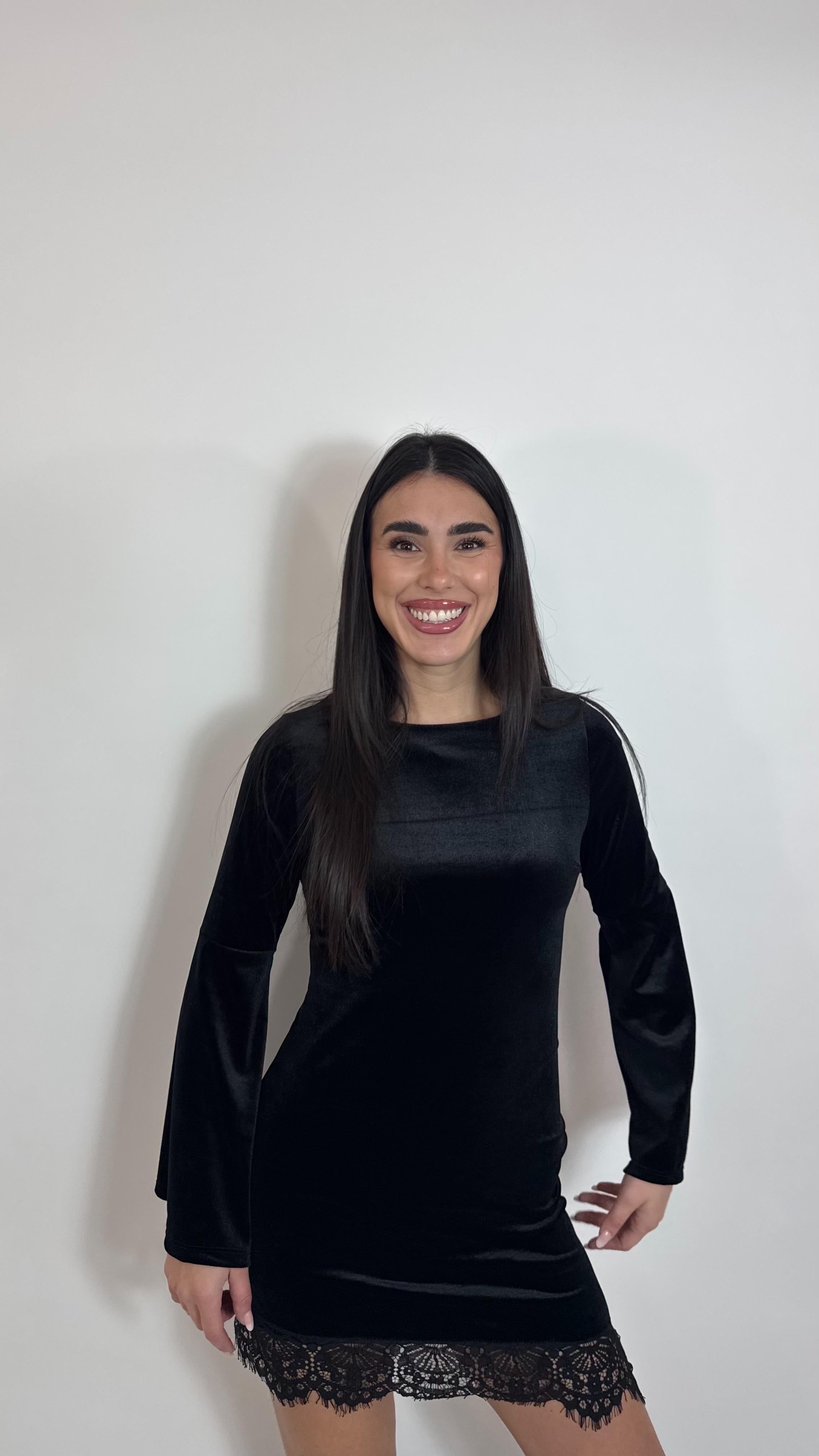 🥂Minidress Velvet Lace Nero