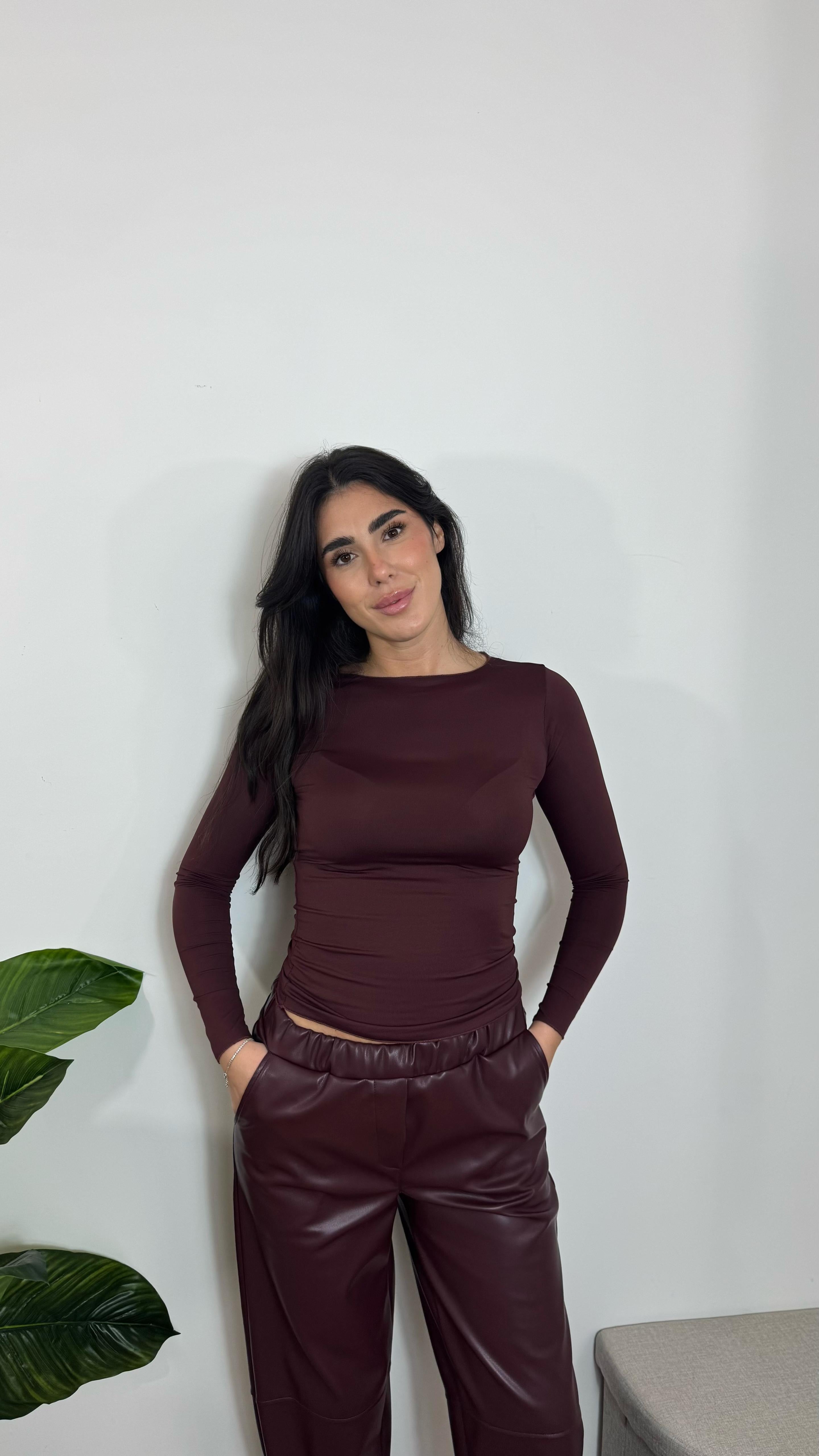 Maglia Basic Lycra Girocollo Burgundy