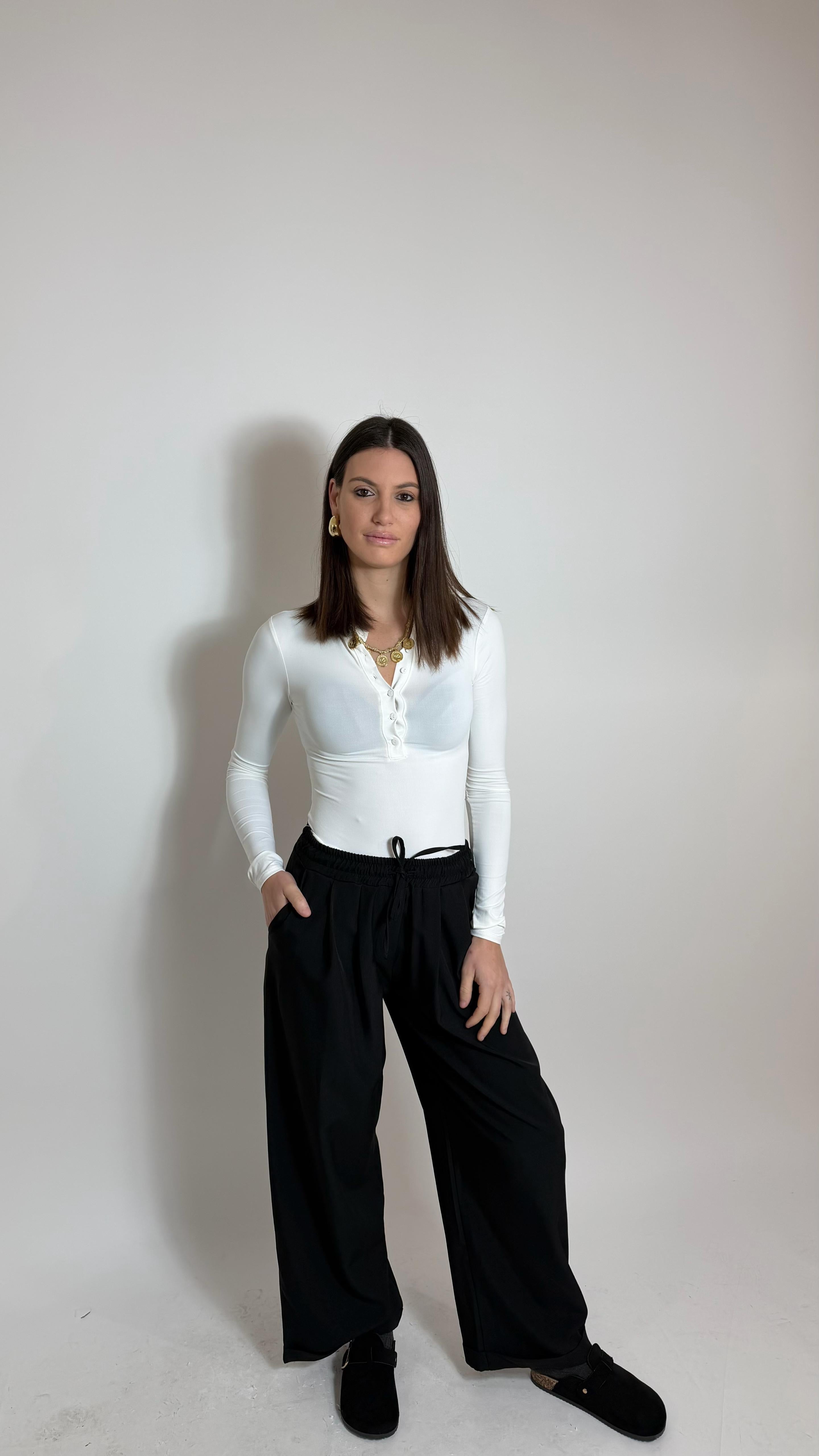 Panta Coulisse Strutturato Nero