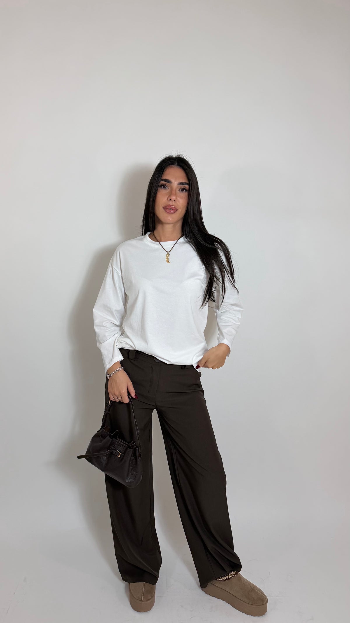 Pantalone Tailored Wide Leg Choco