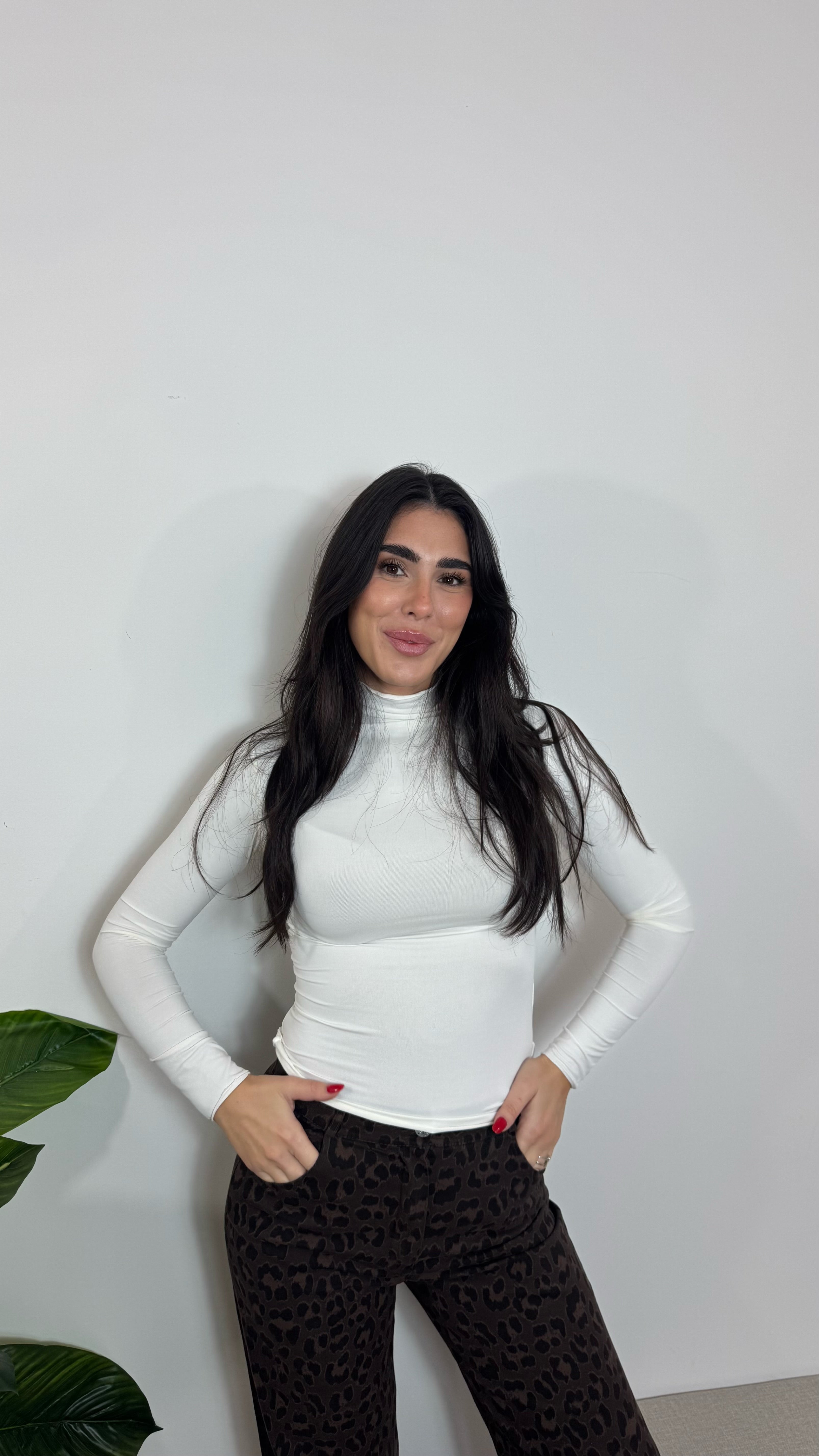 Maglia Basic Lycra Mezzo Collo Bianca