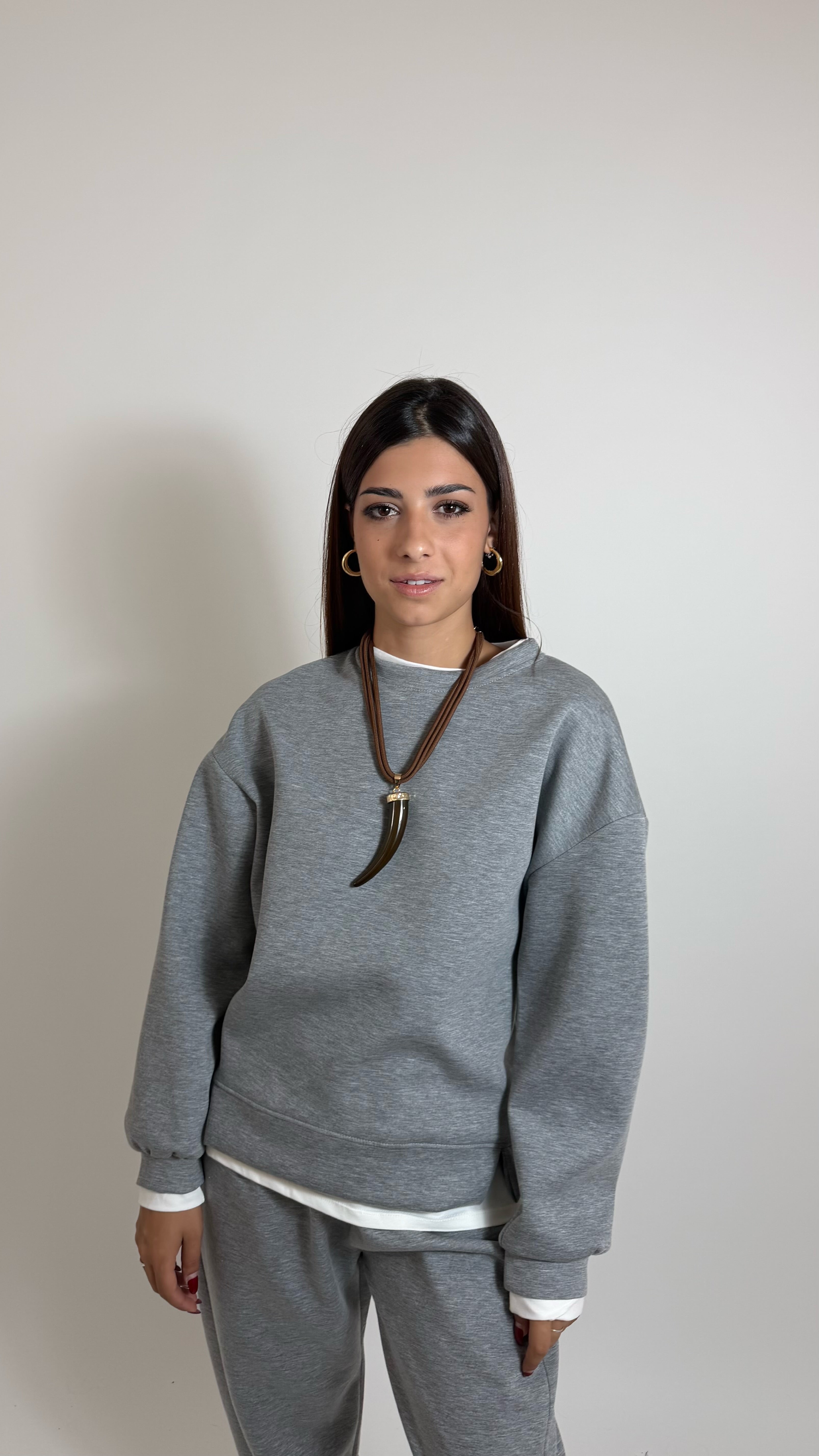 Felpa Con Maglia Over Grigio