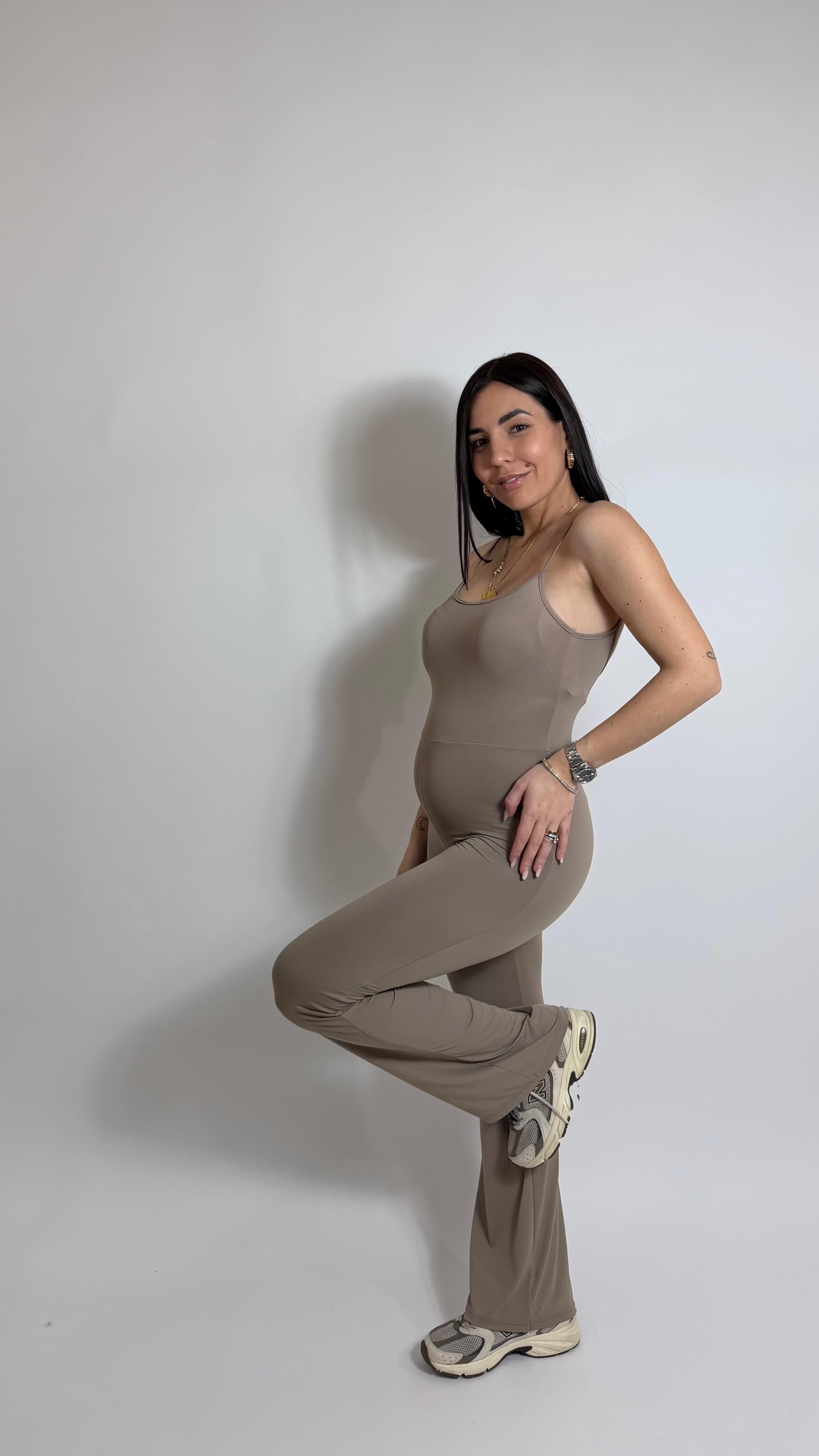 Jumpsuit Second Skin - Bretella Sottile - Flare / Taupe
