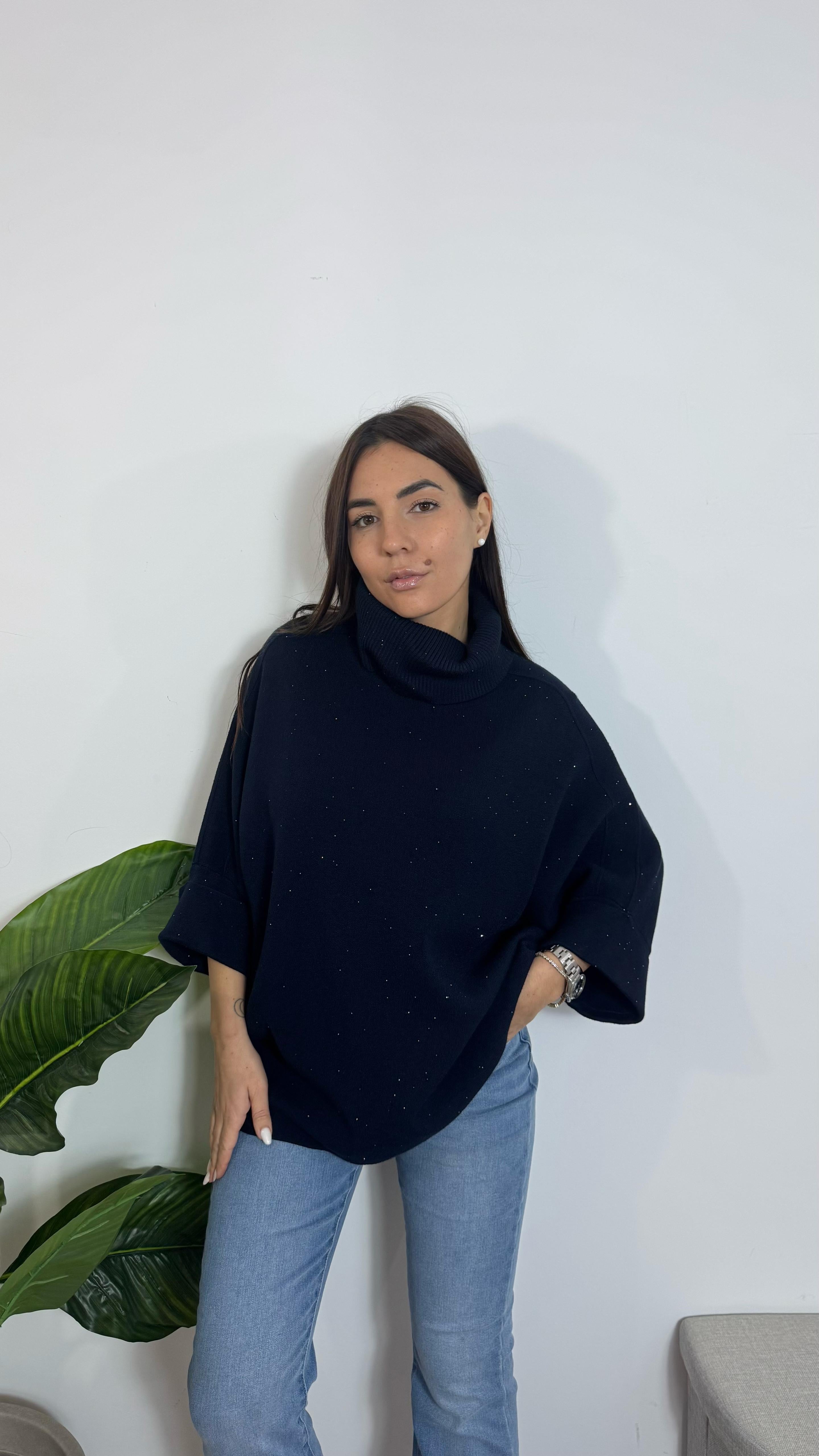 Pull Oversize Punti Luce Blu Notte