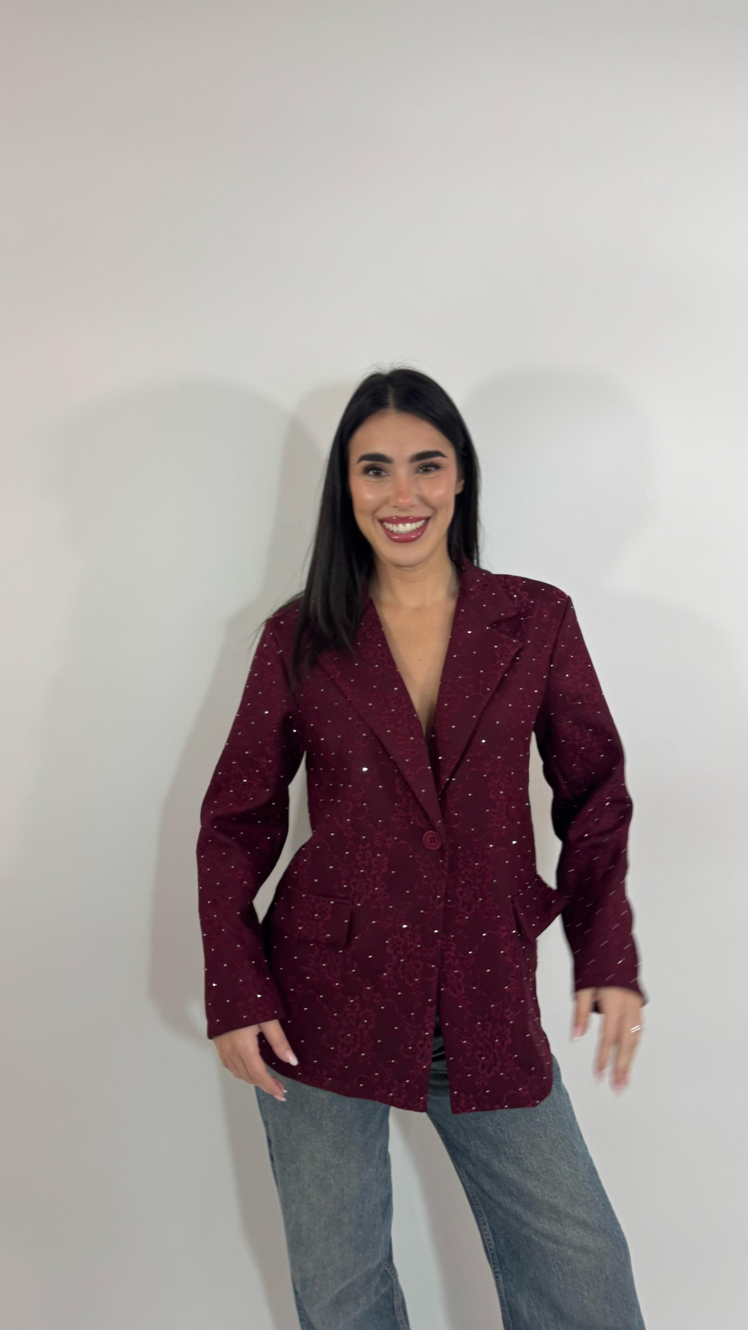 🥂Giacca Lace Sparkling Burgundy