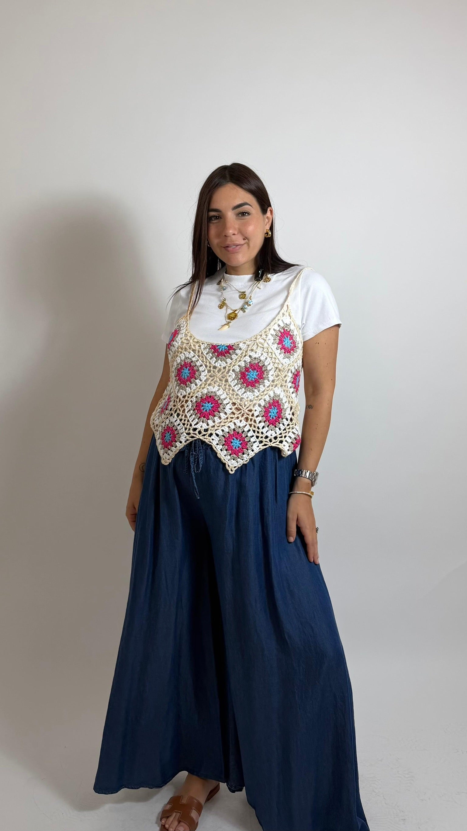 T-Shirt con Top Crochet