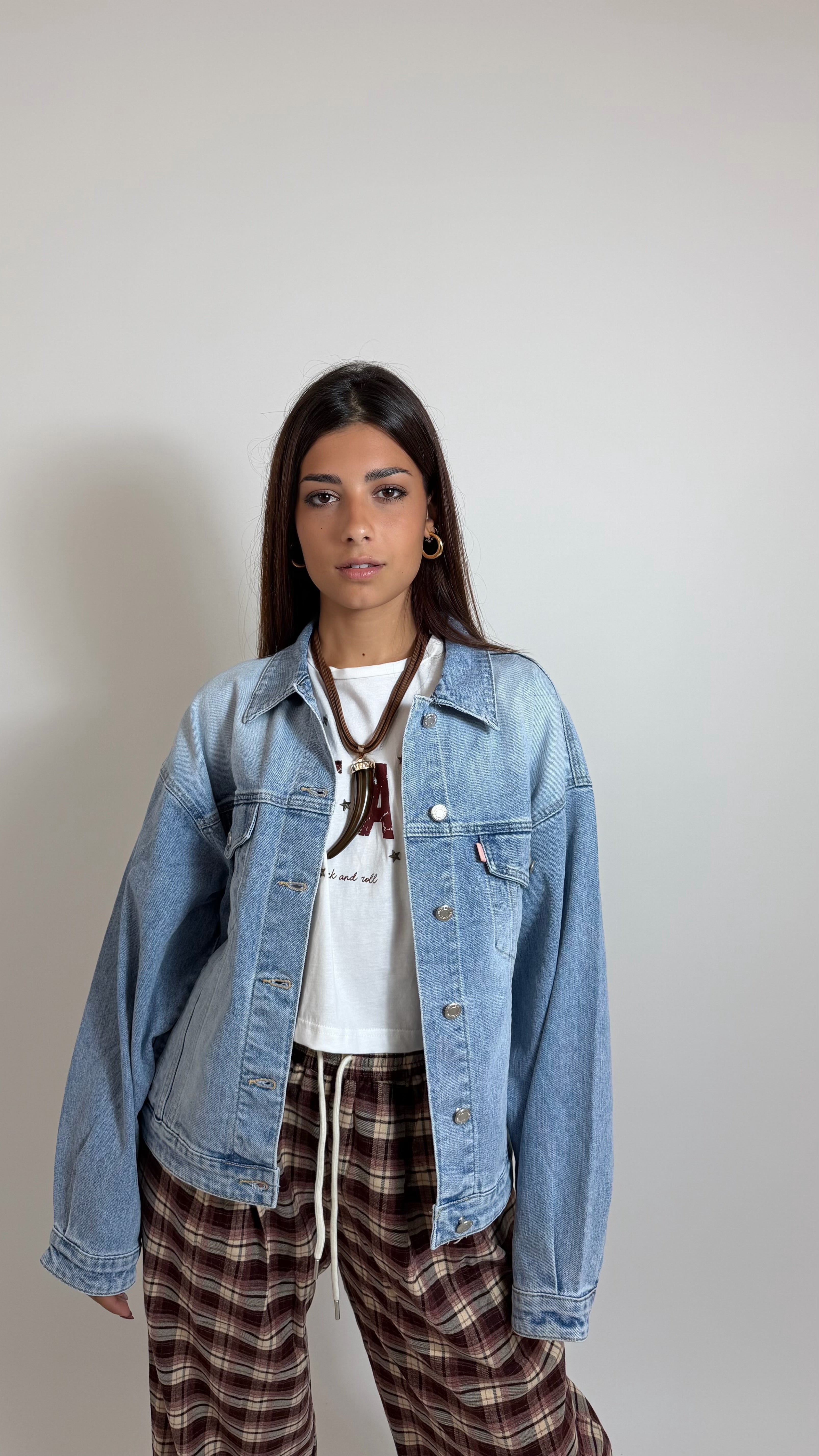 Giacca Denim Over Light Blu