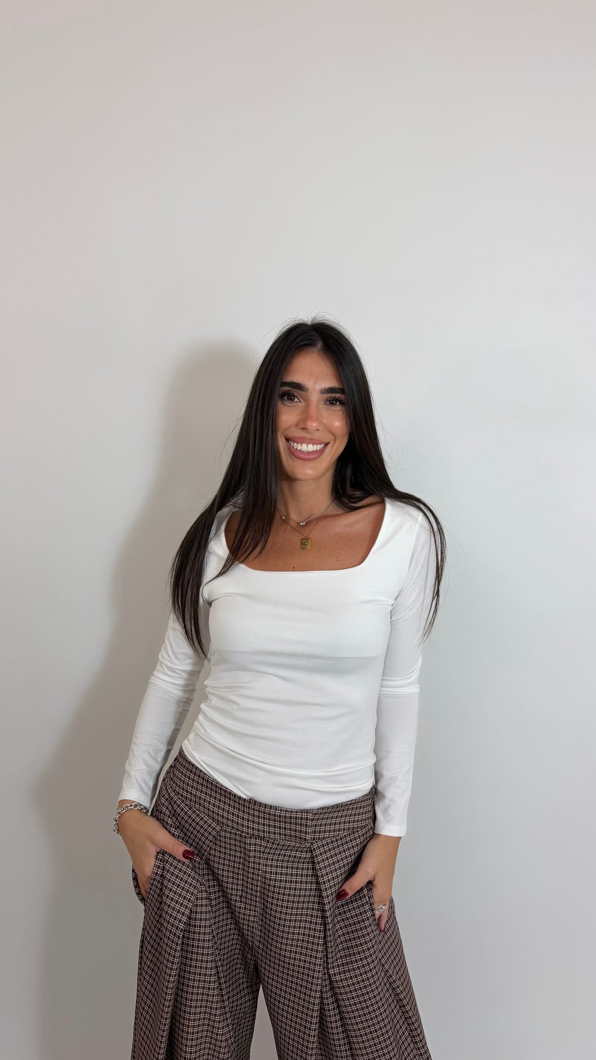 Pantalone Check Palazzo Choco