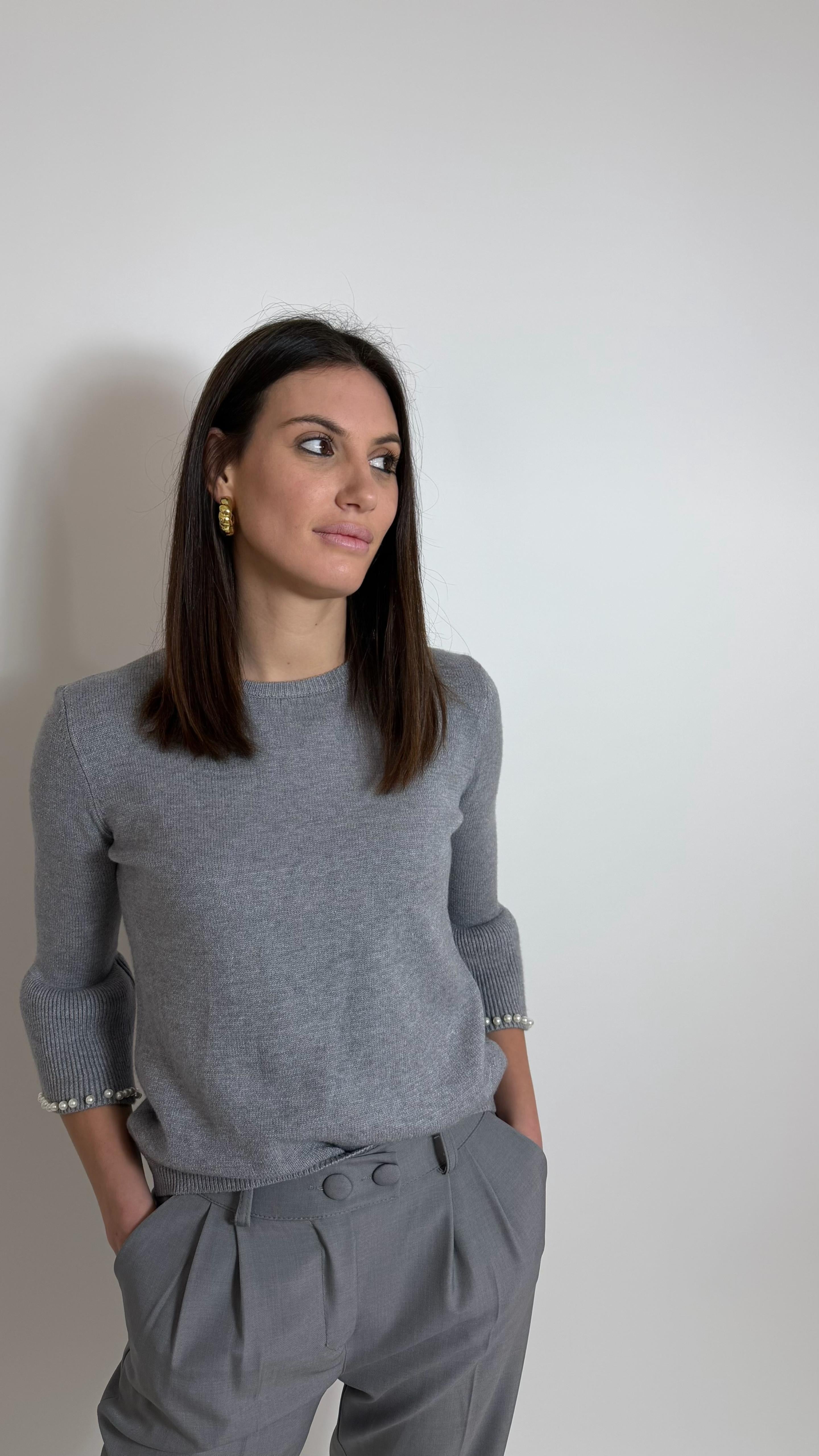 Pull Rasato Manica Gala Perle Grigio