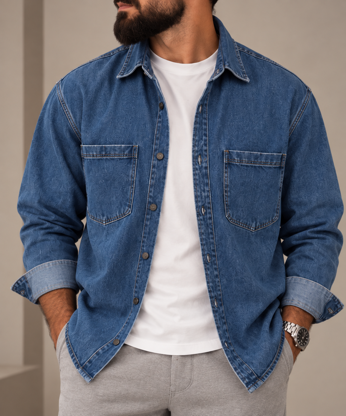 Camicia Denim Uomo Over