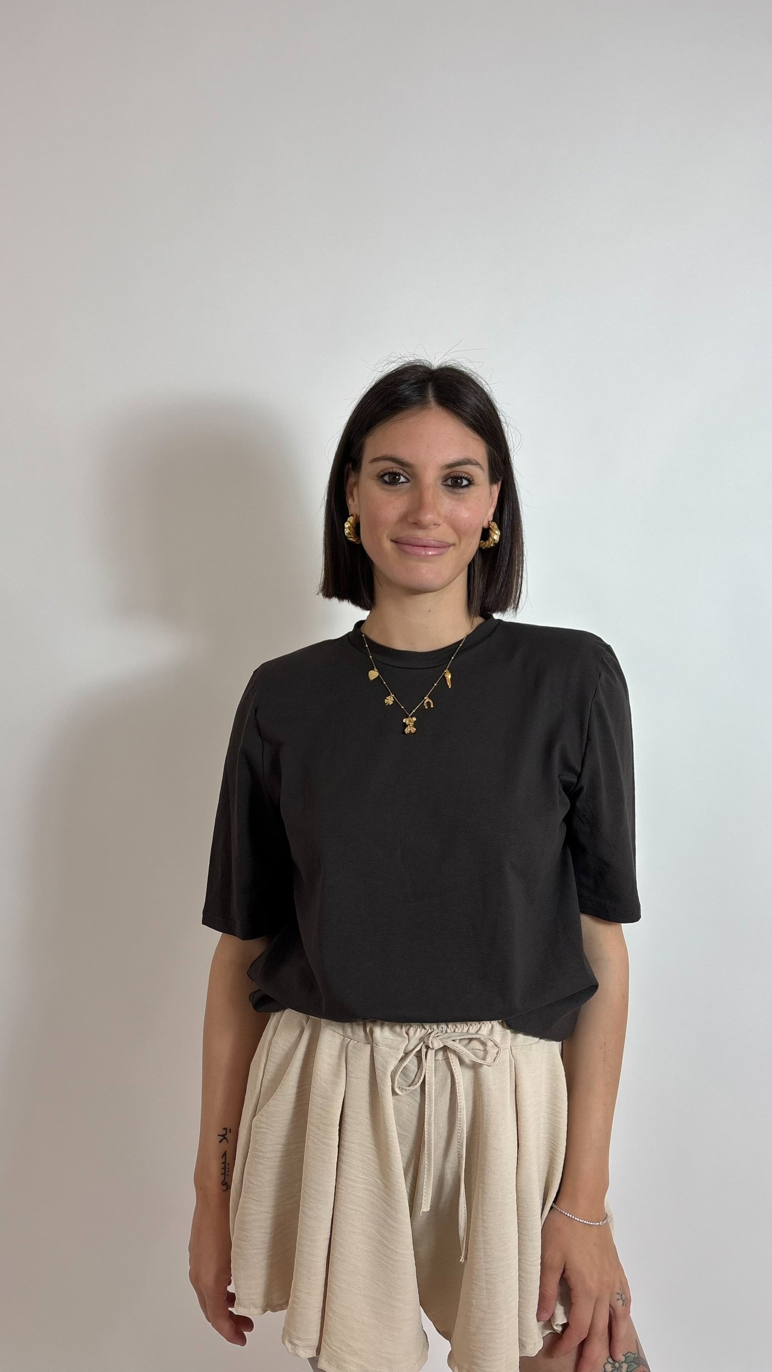 T-shirt con Spalline Choco