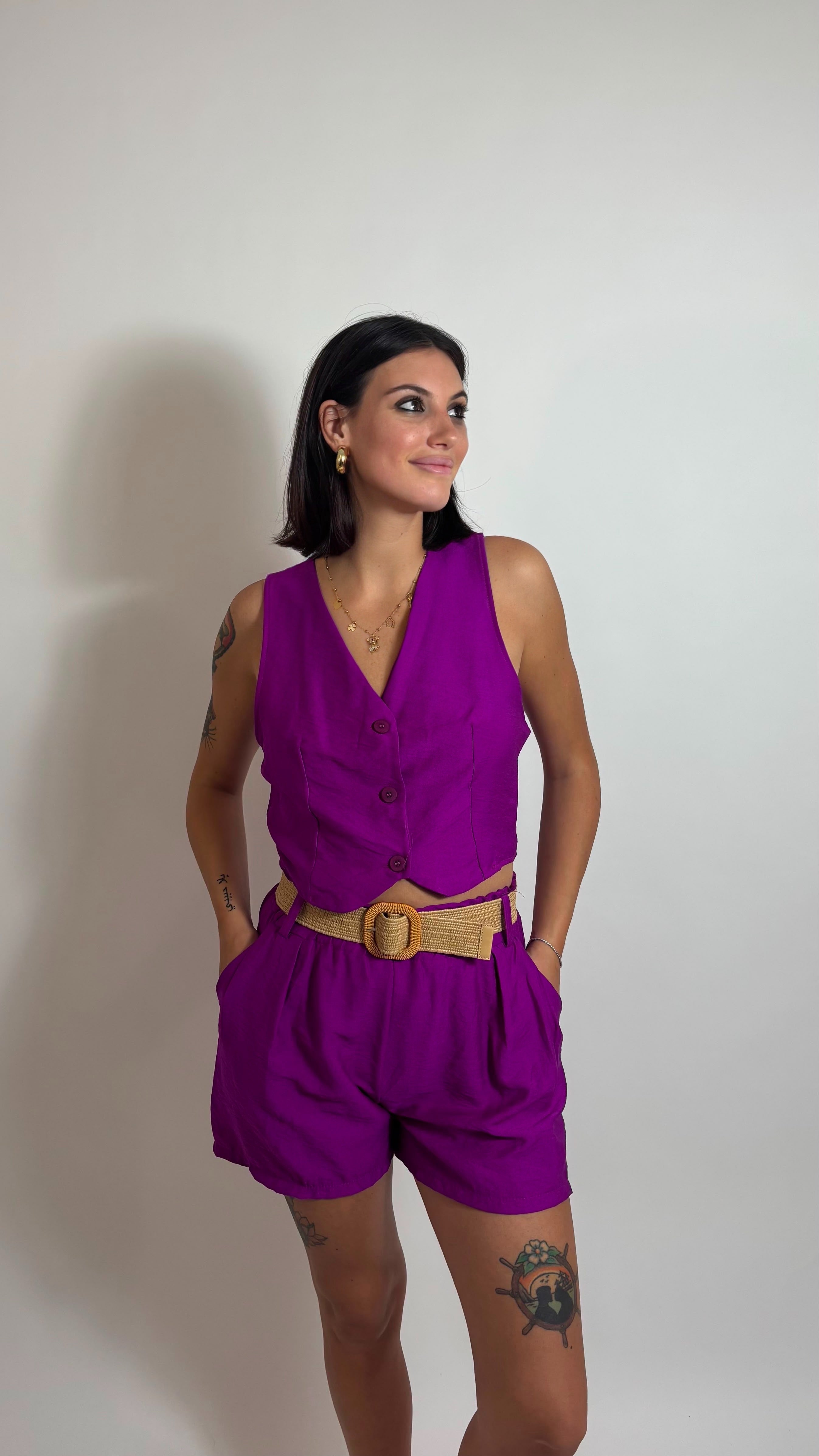 Set Gilet & Shorts Ciclamino
