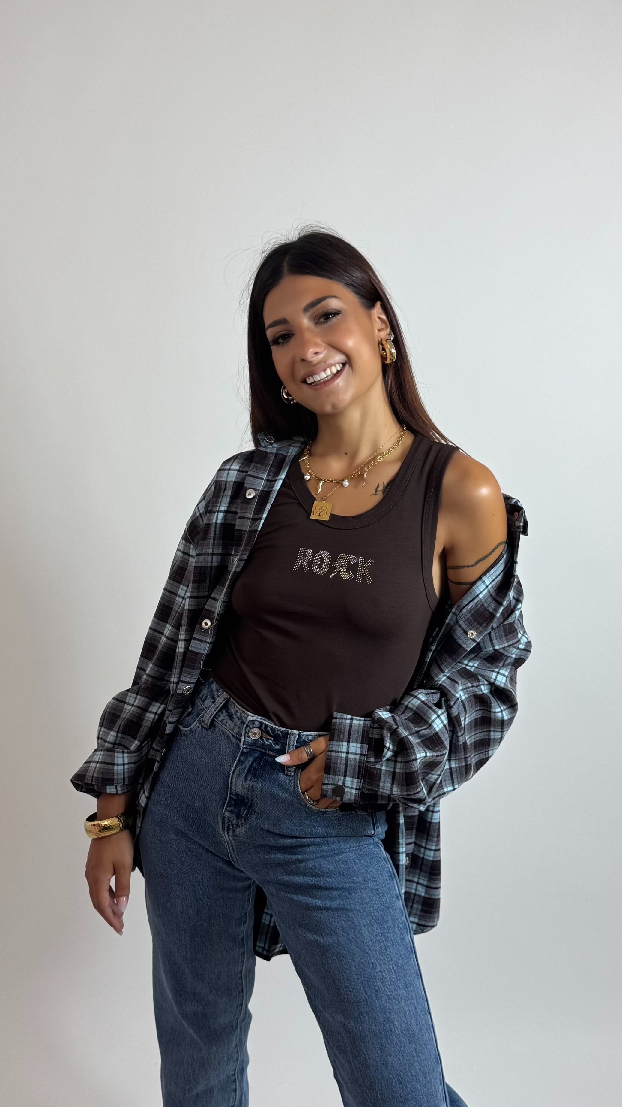 Camicia Check AweyBone Sky/Choco