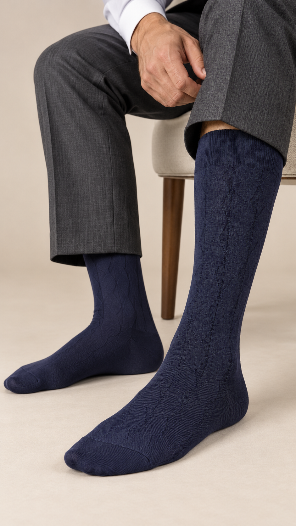 Calza Lunga Uomo Rombi Blu
