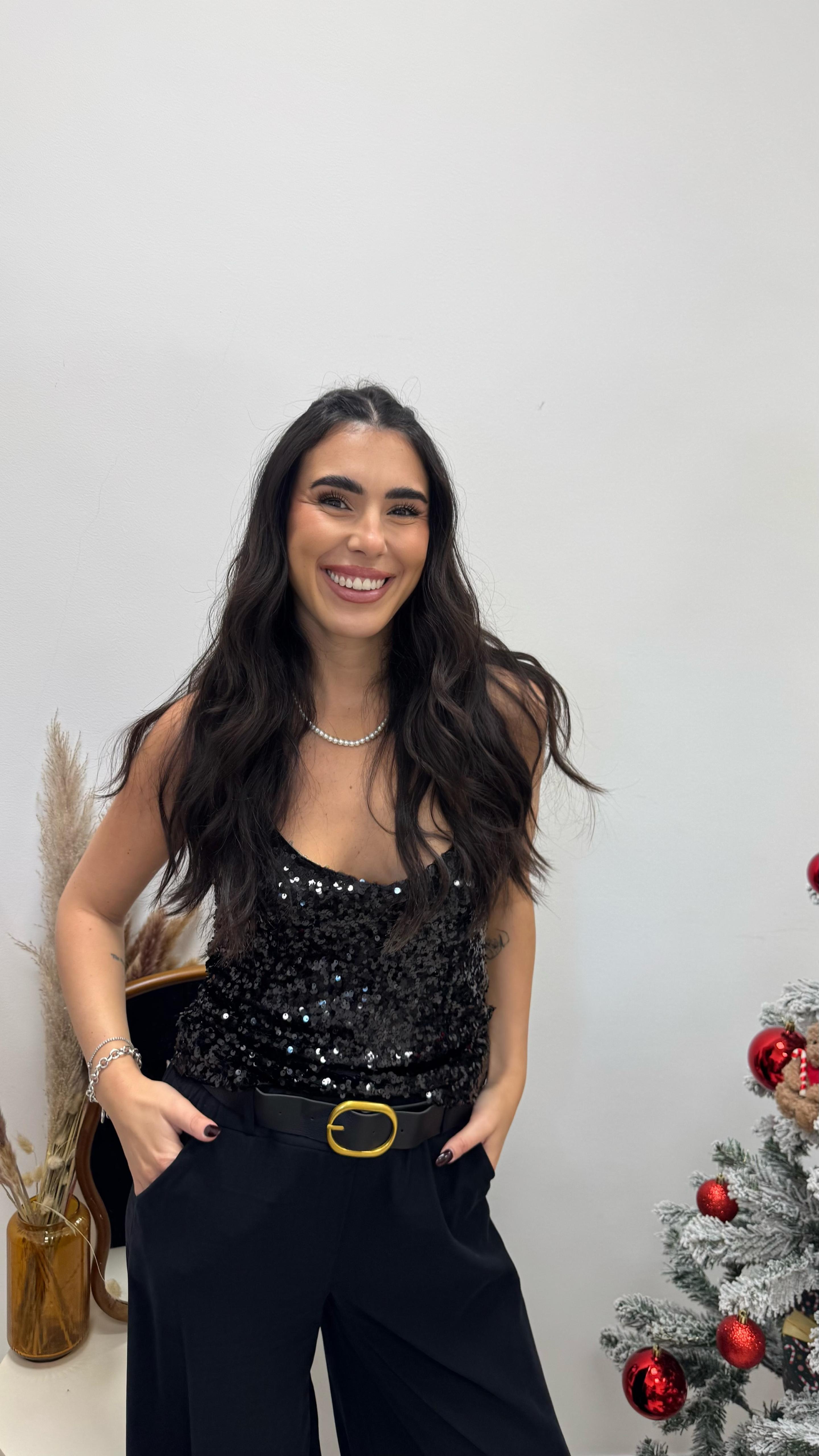 🥂Top Paillettes Nero