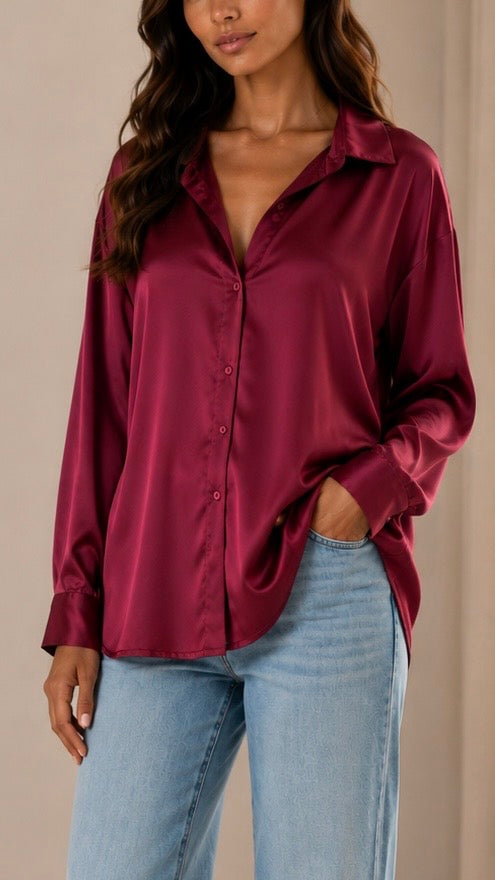 Camicia Silk Rosso India