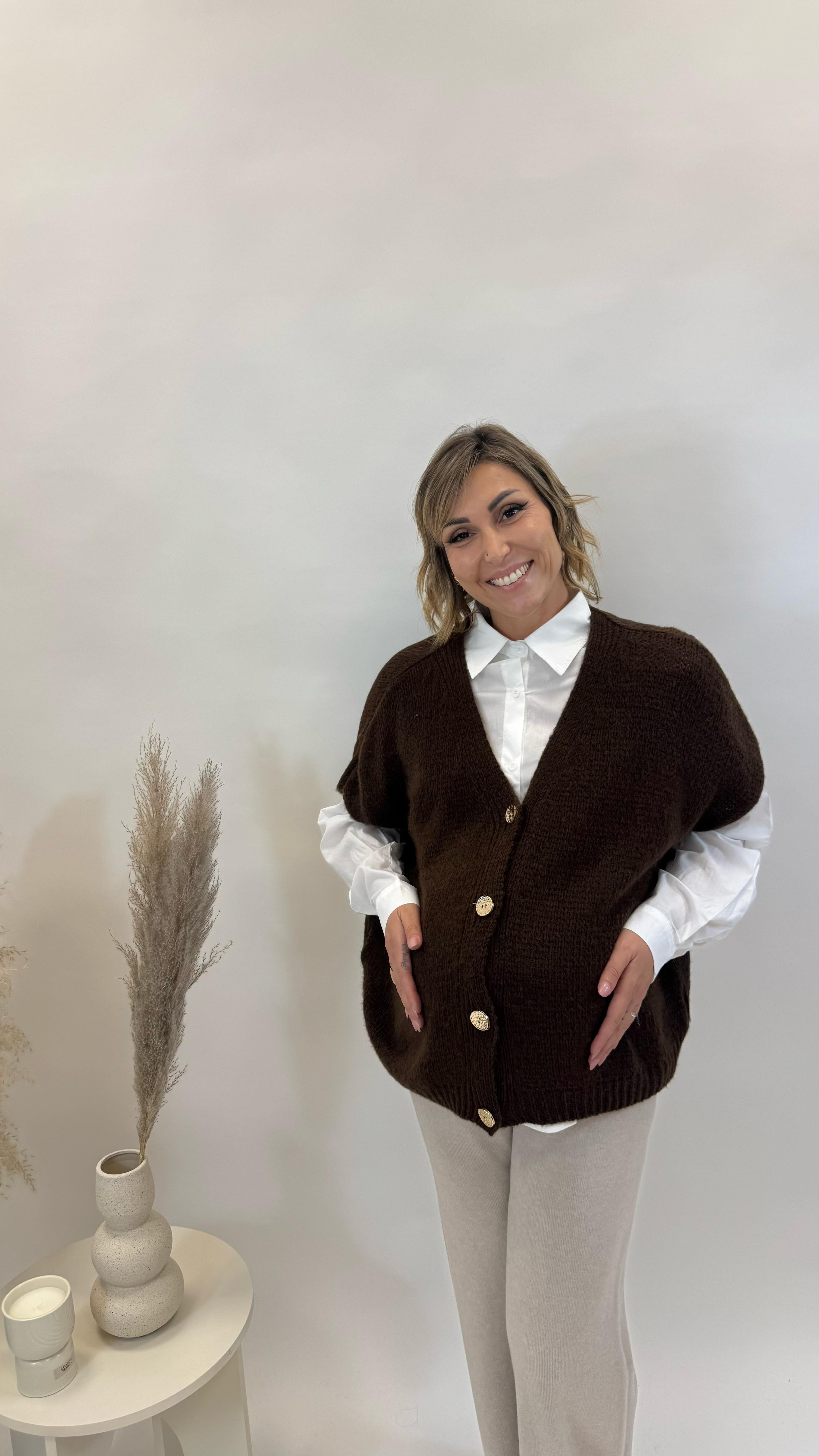 Pull Gilet Oversize Choco