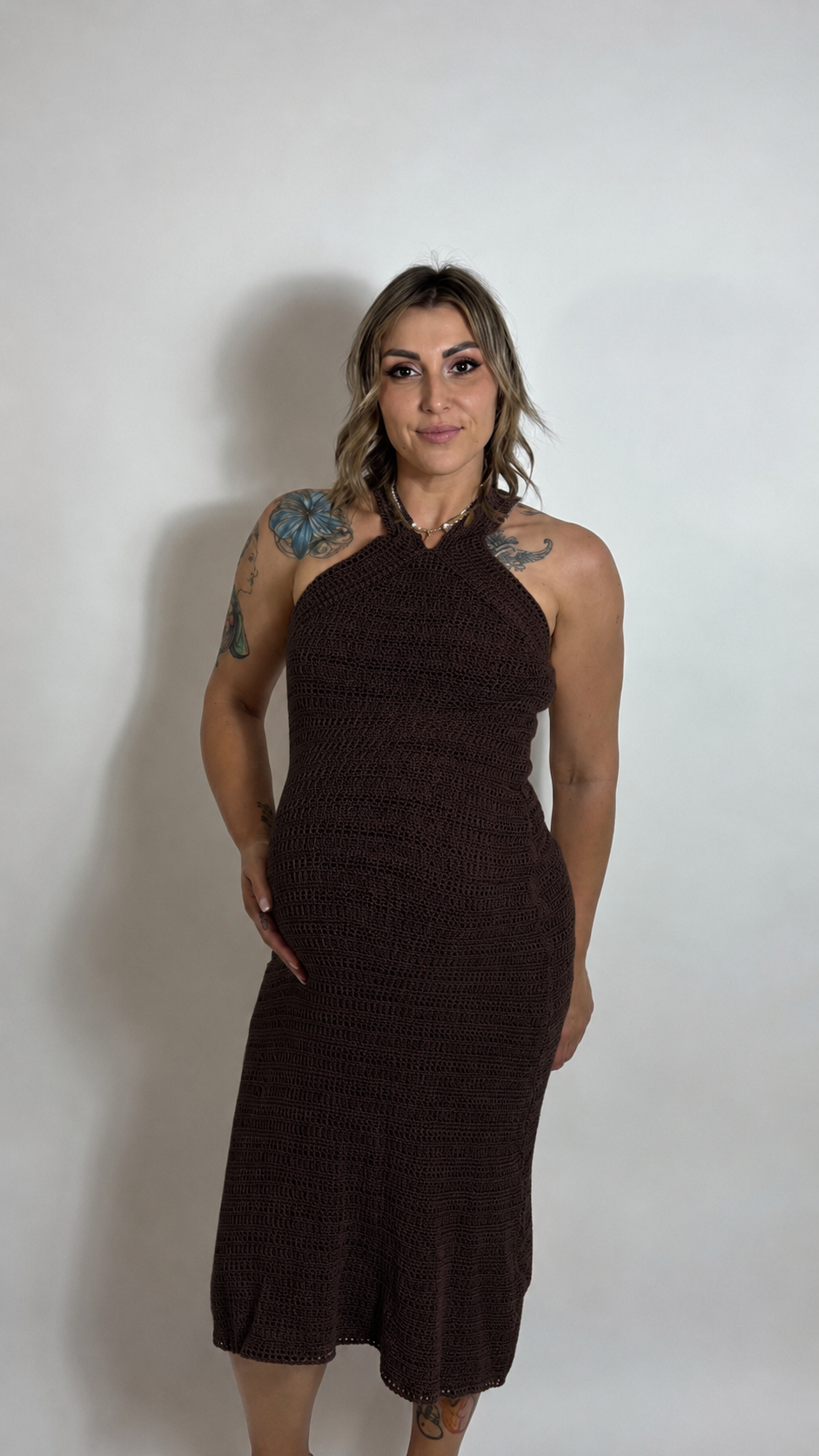 Abito Crochet Scollo America Choco