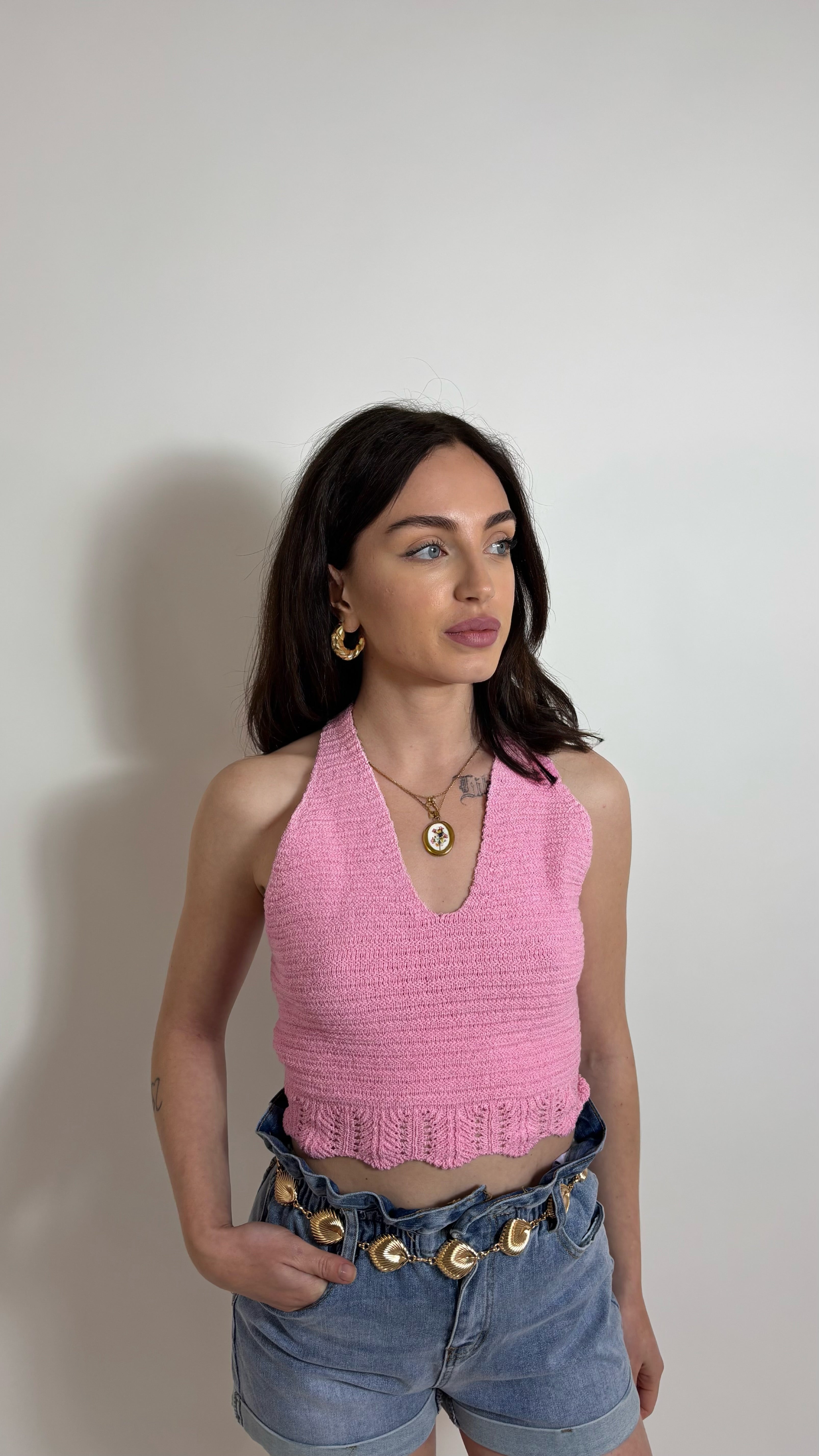 Top Crochet Positano Pink