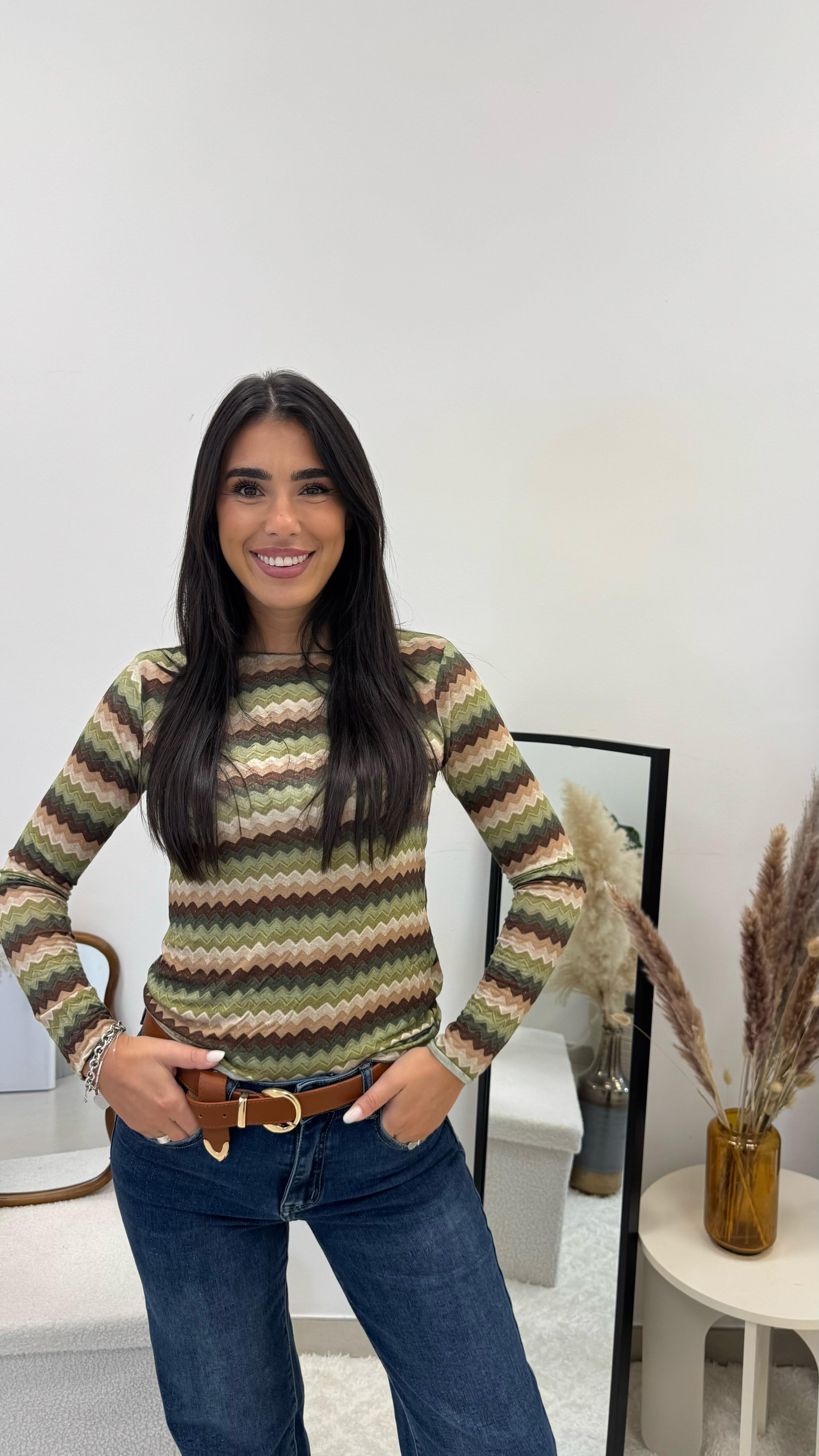 Maglia Cashmere Stampa ZigZag Verde💚