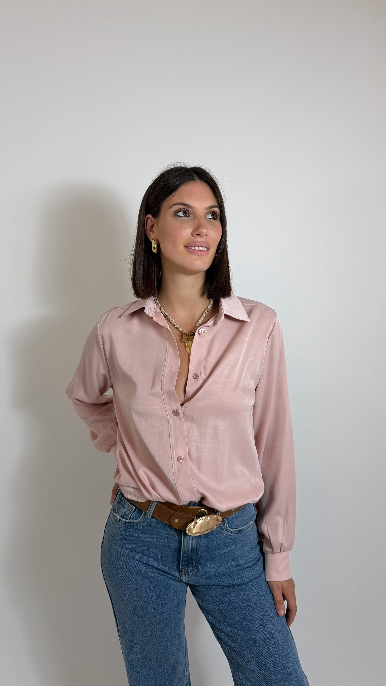 Camicia Basic Fluid Rosa
