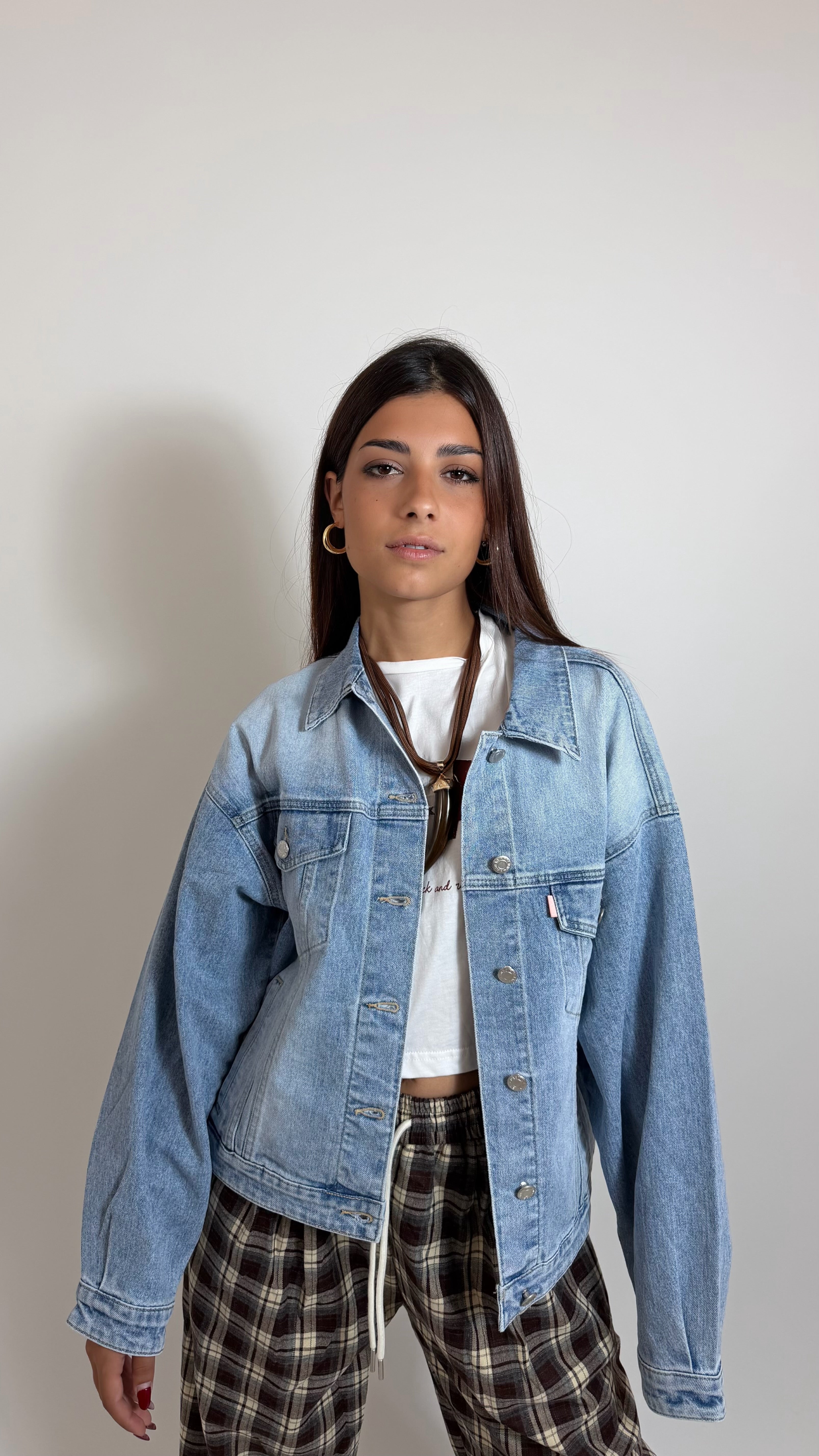 Giacca Denim Over Light Blu