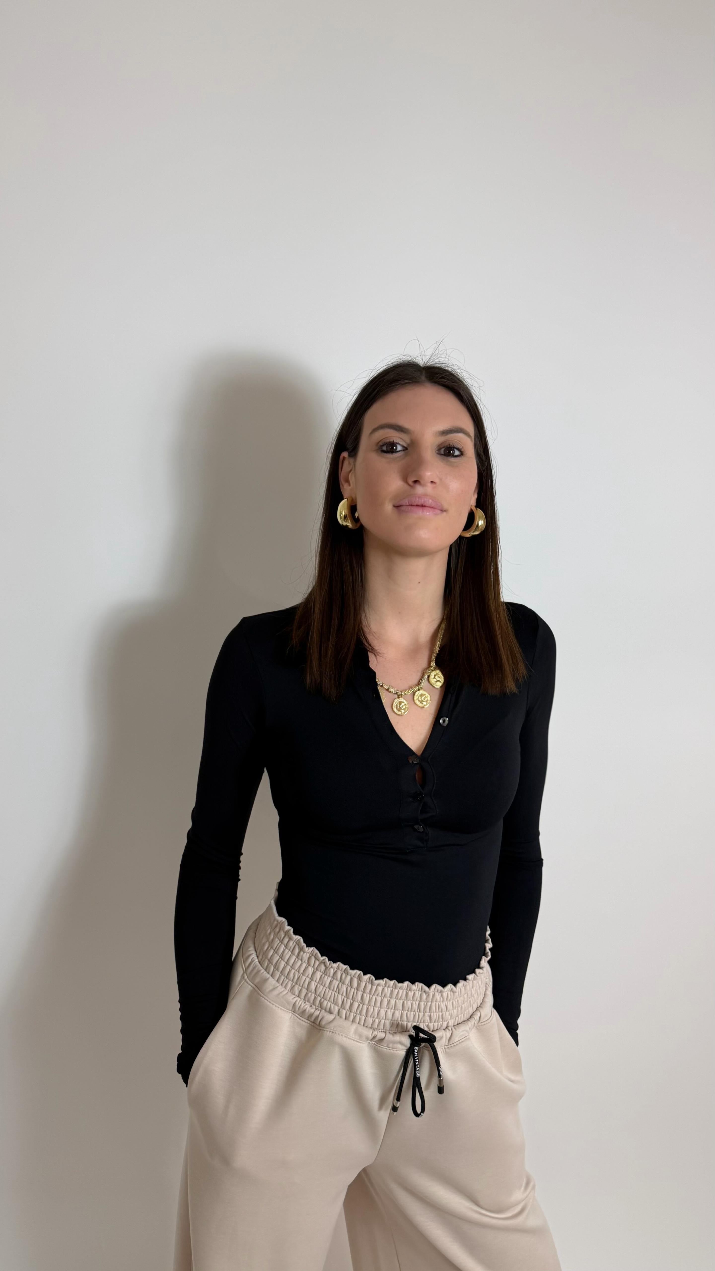 Maglia Lycra Button Nera