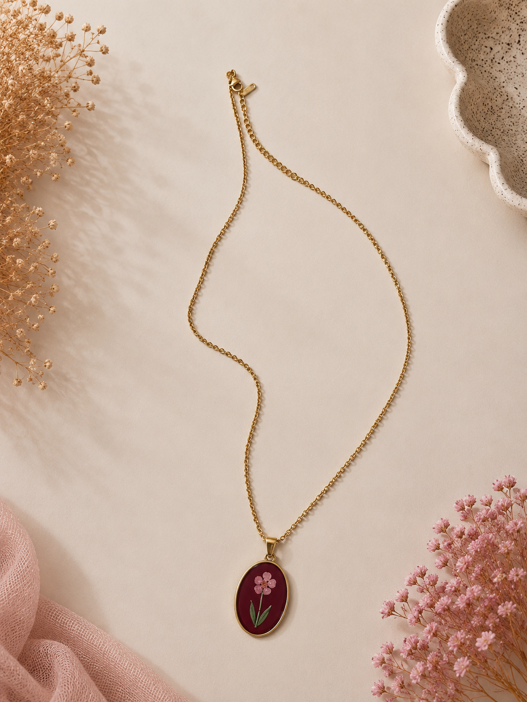 Collana Flower Cammeo Red