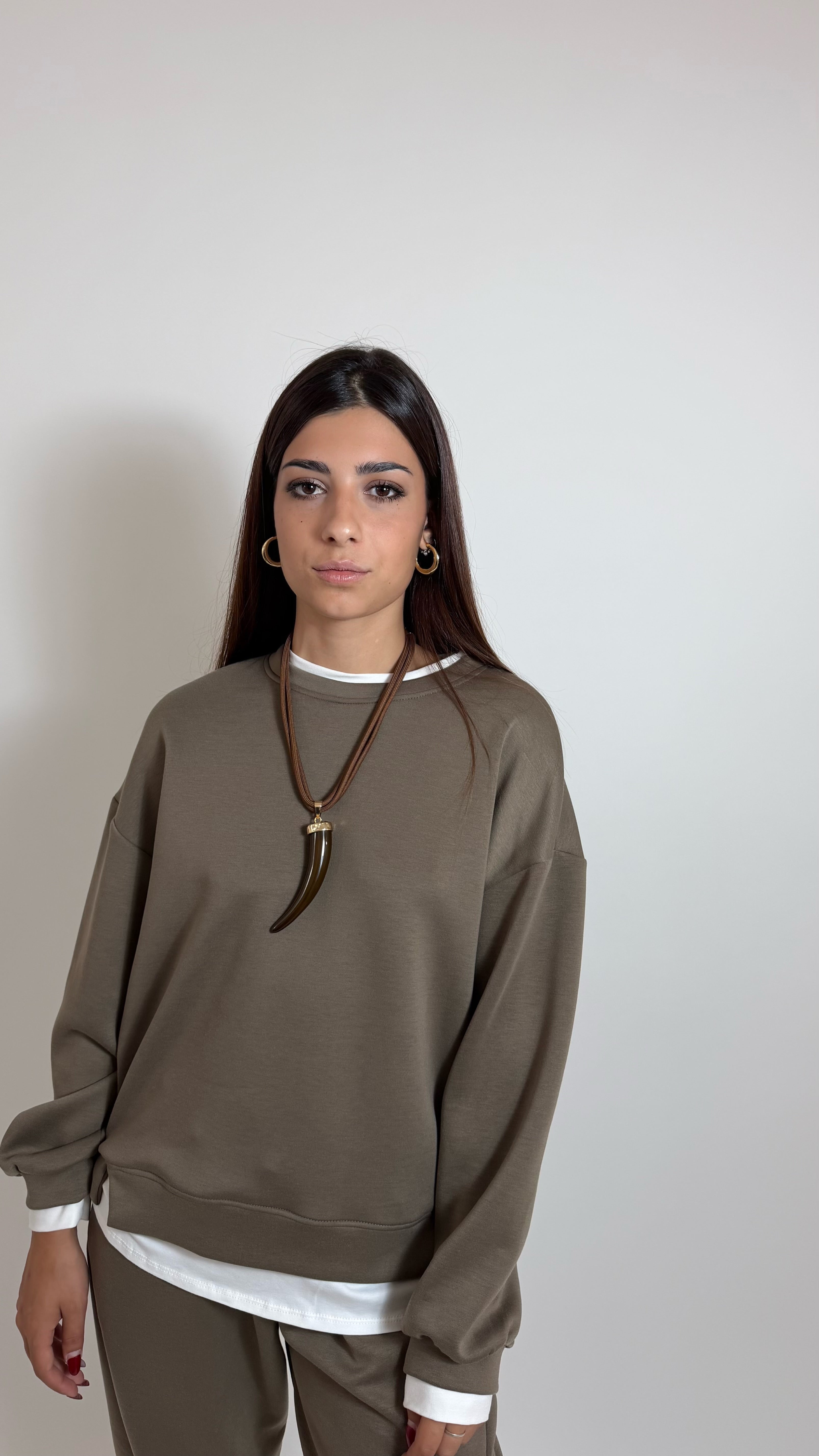 Felpa Con Maglia Over Tortora