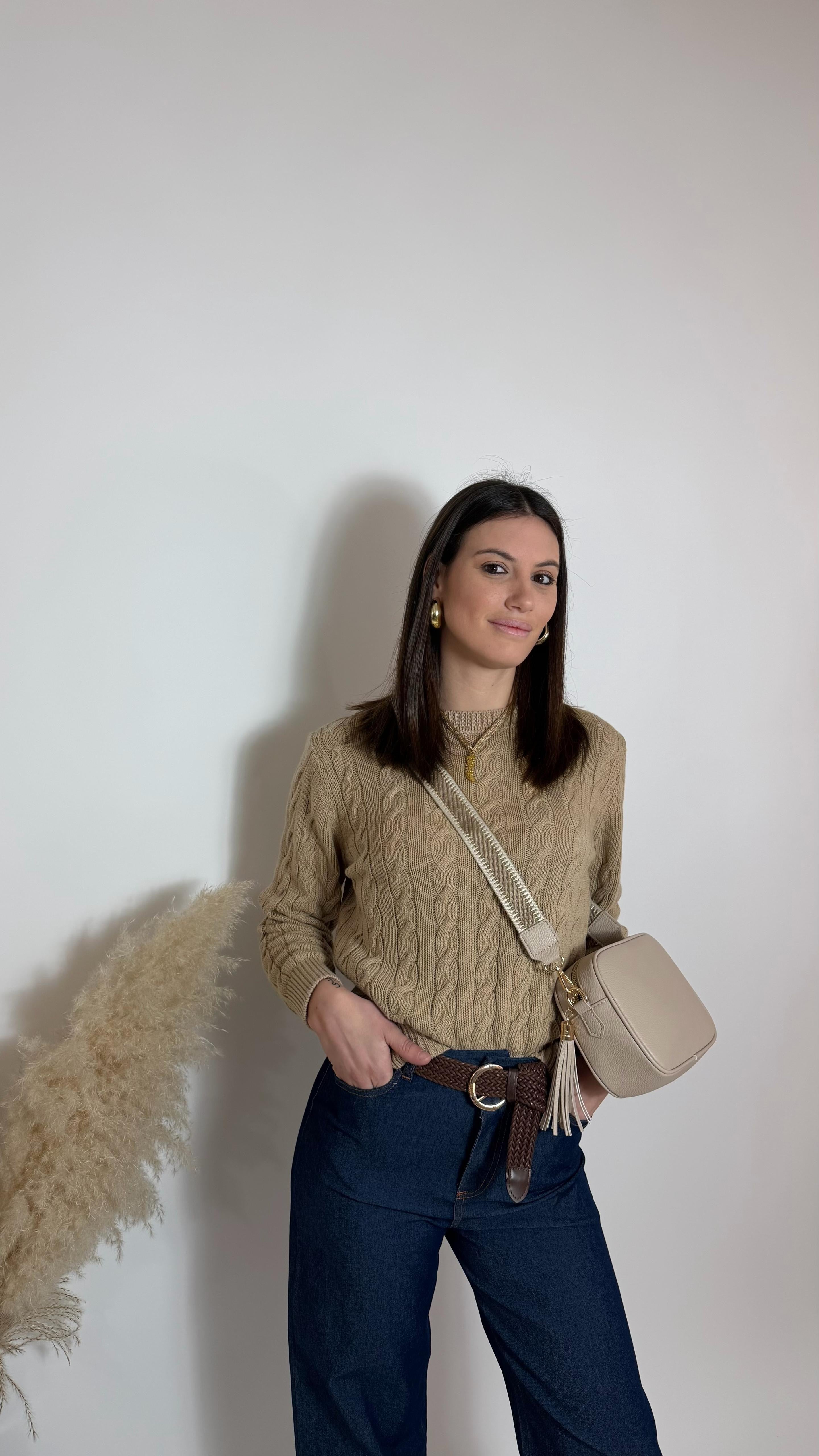 Pull Treccia Audrey Camel
