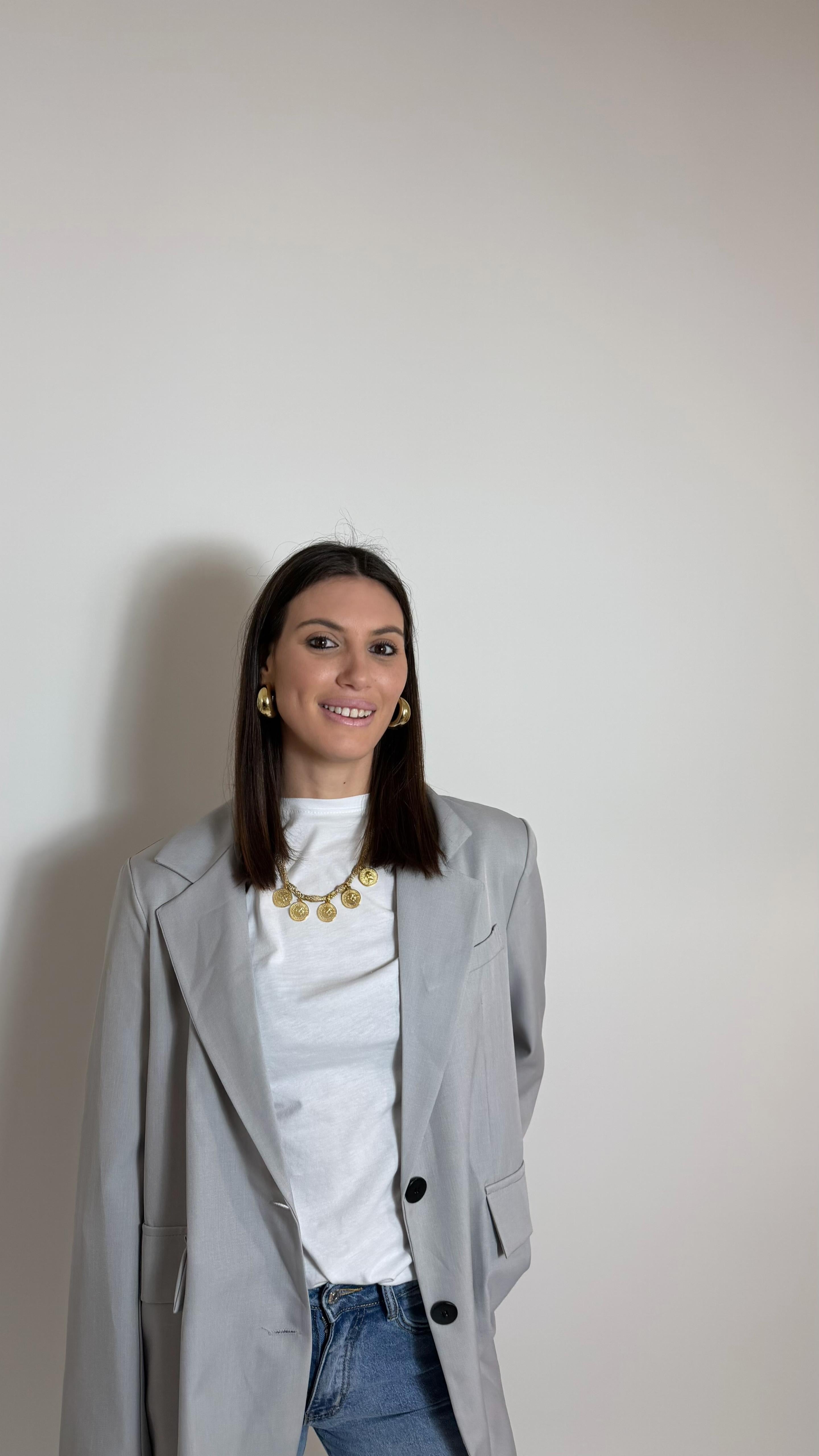 Giacca Oversize Grigio Perla