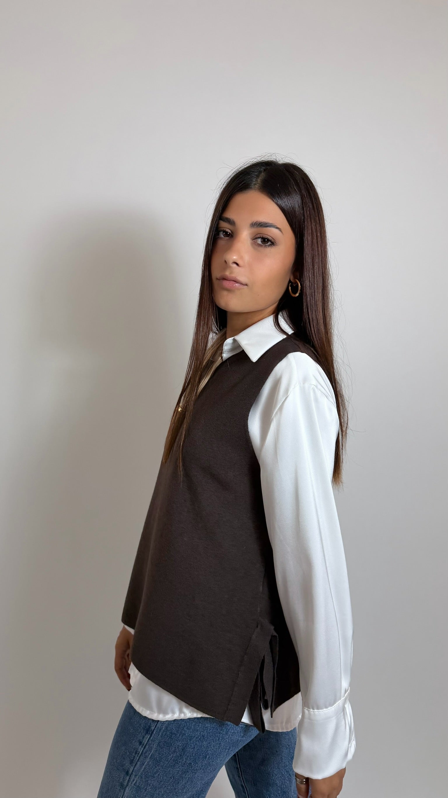 Gilet Side Bow Choco