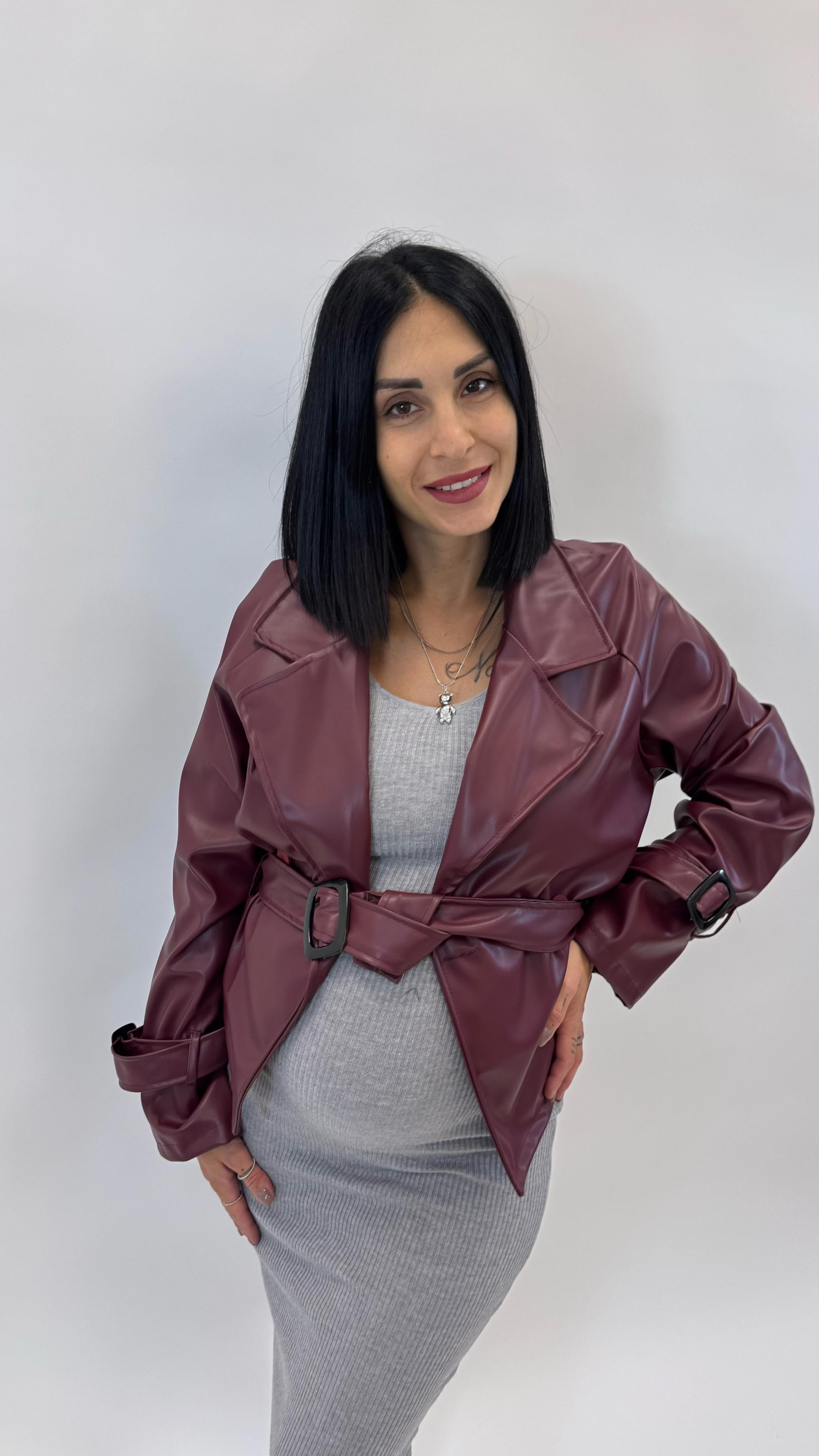 Mini Trench Ecopelle Burgundy