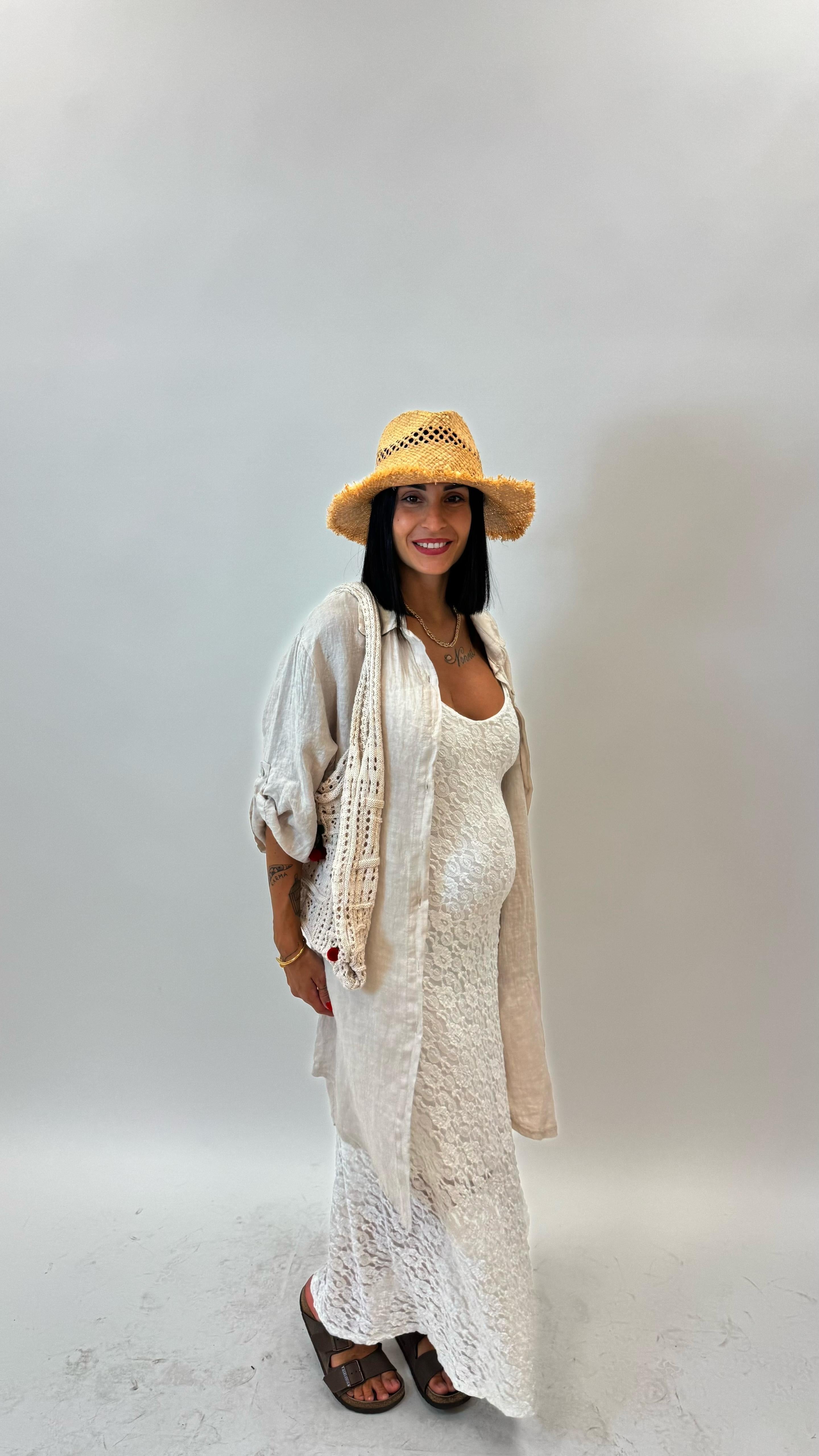 Camiciona Oversize Lino Ecru